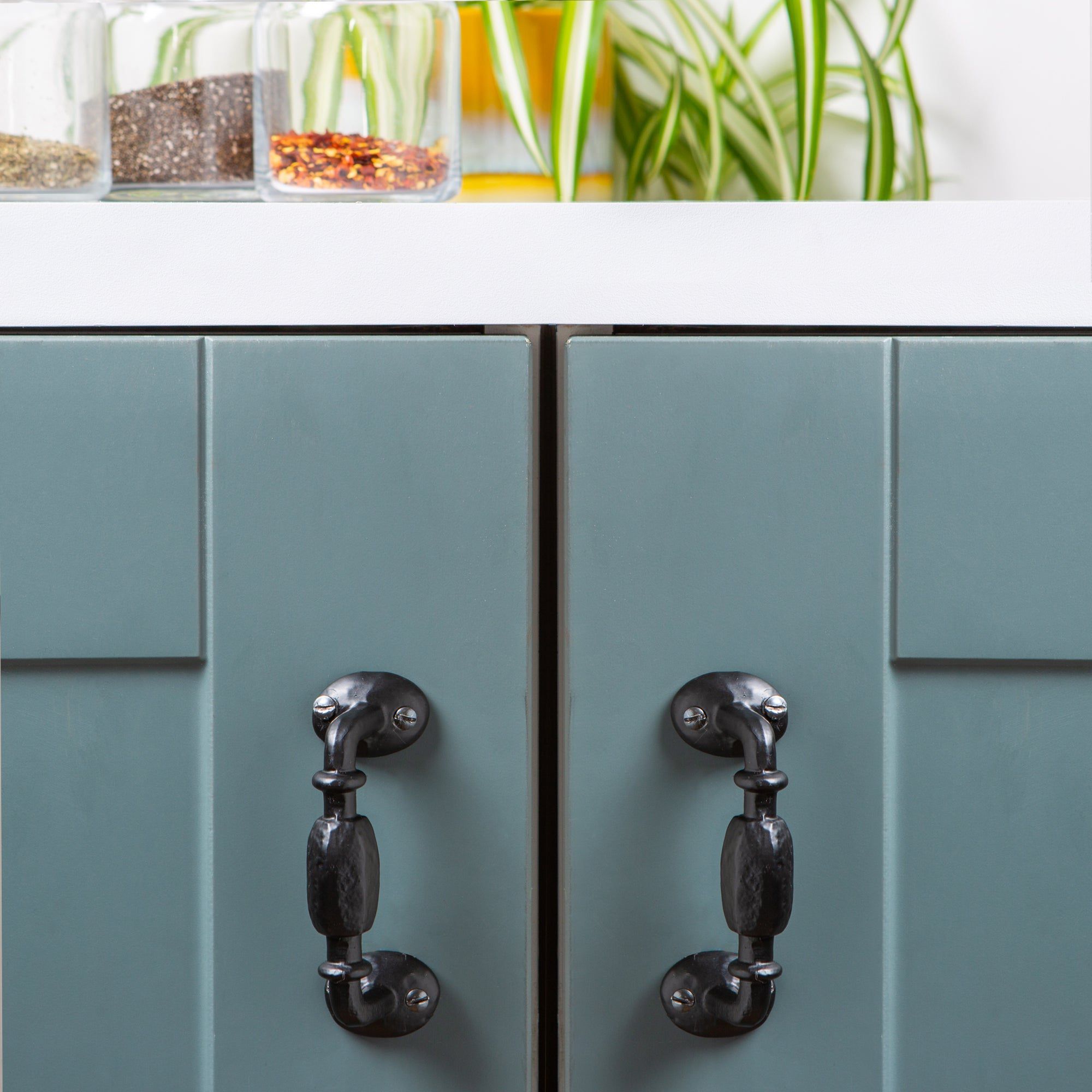 115mm Black Offset Wrought Iron Door Handle