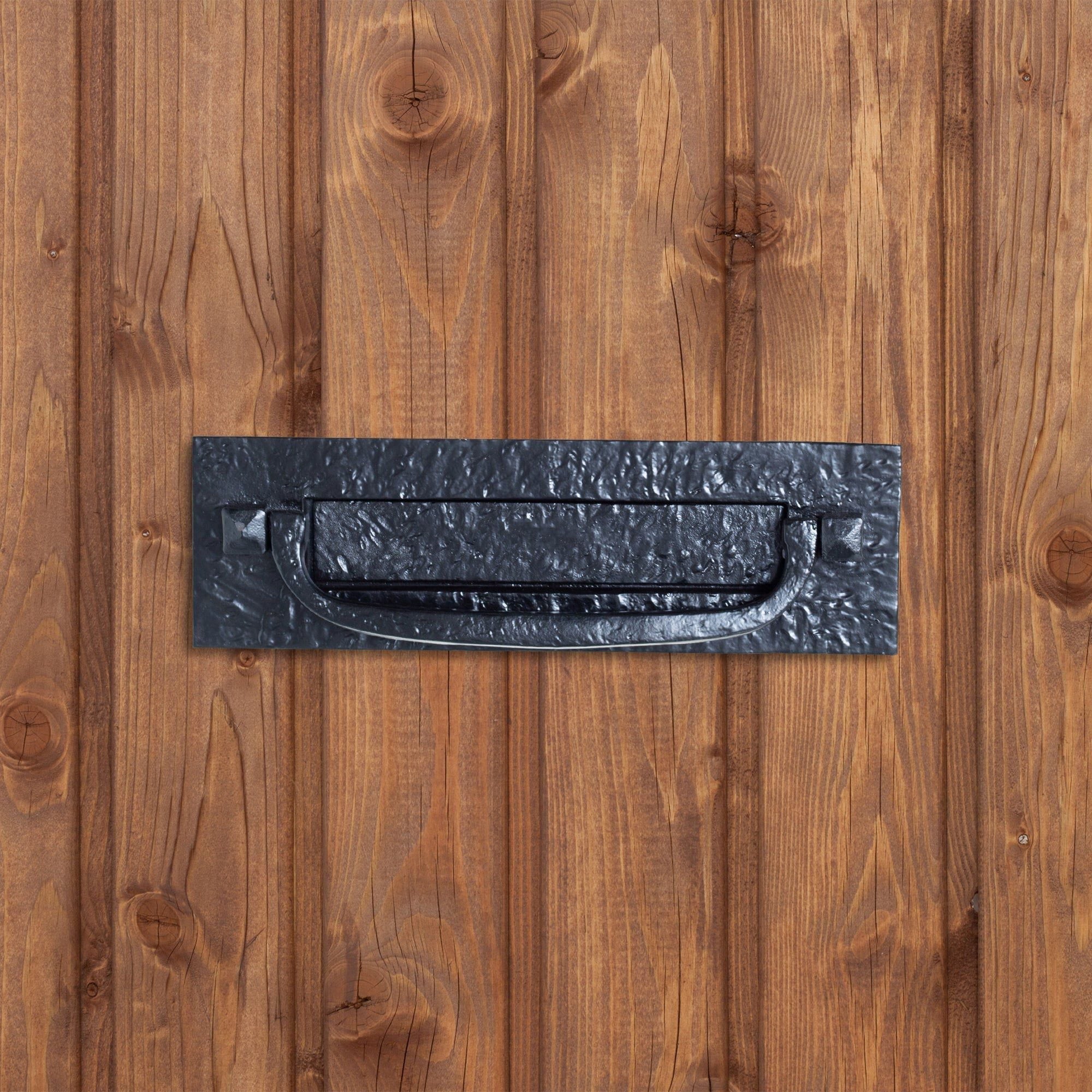 340mm x 105mm Black Antique Letter Plate with Knocker