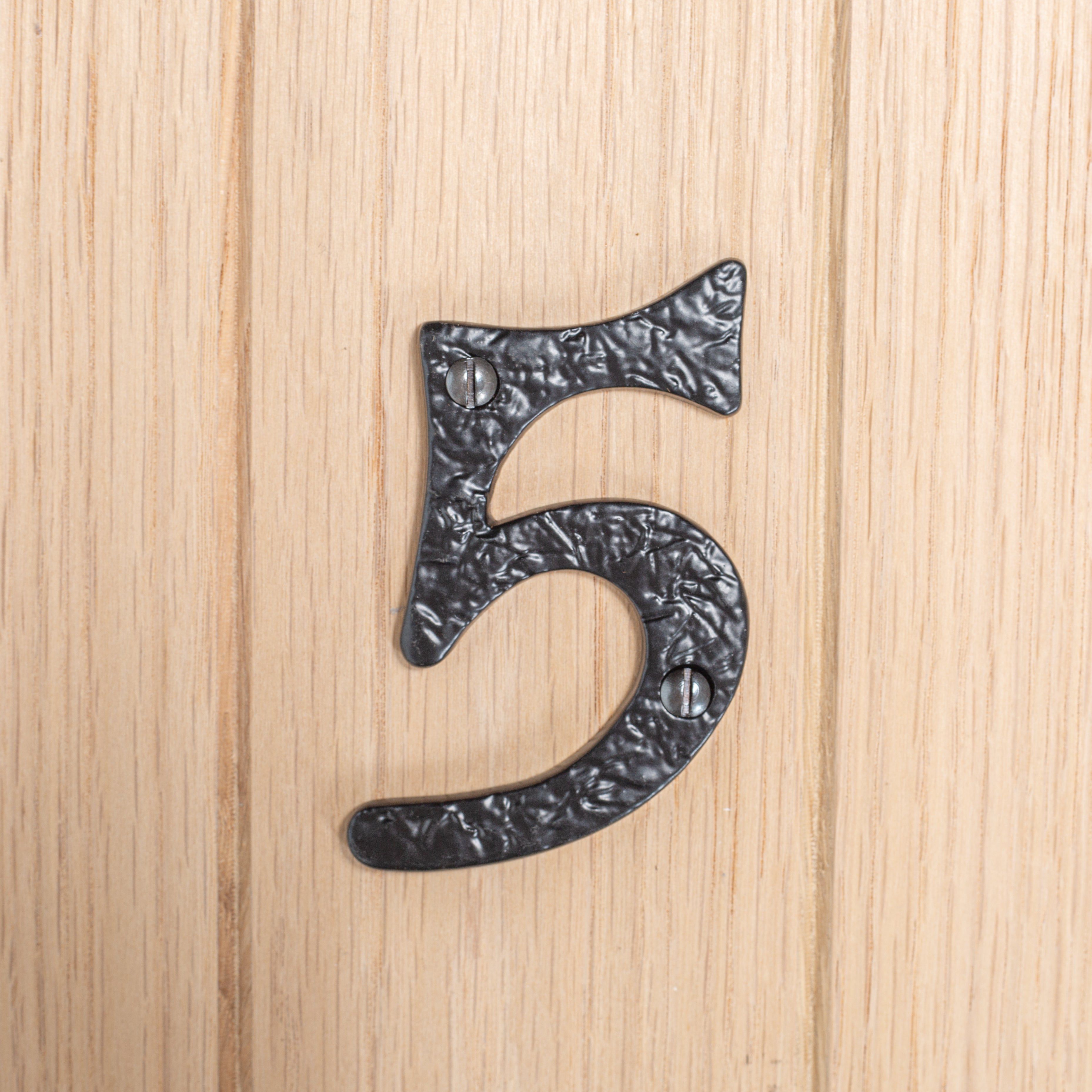 80mm Black Rustic Iron House Number 5