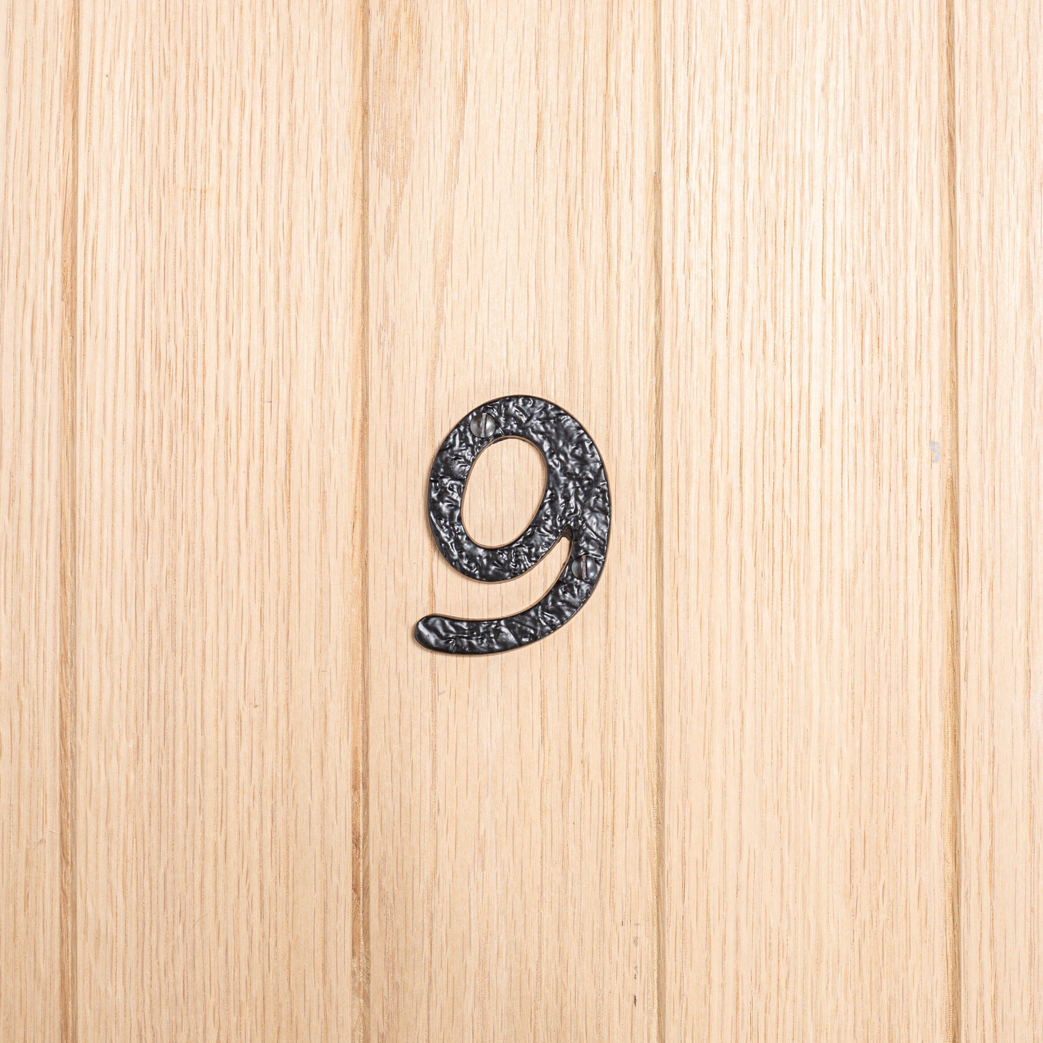 80mm Black Rustic Iron House Number 9