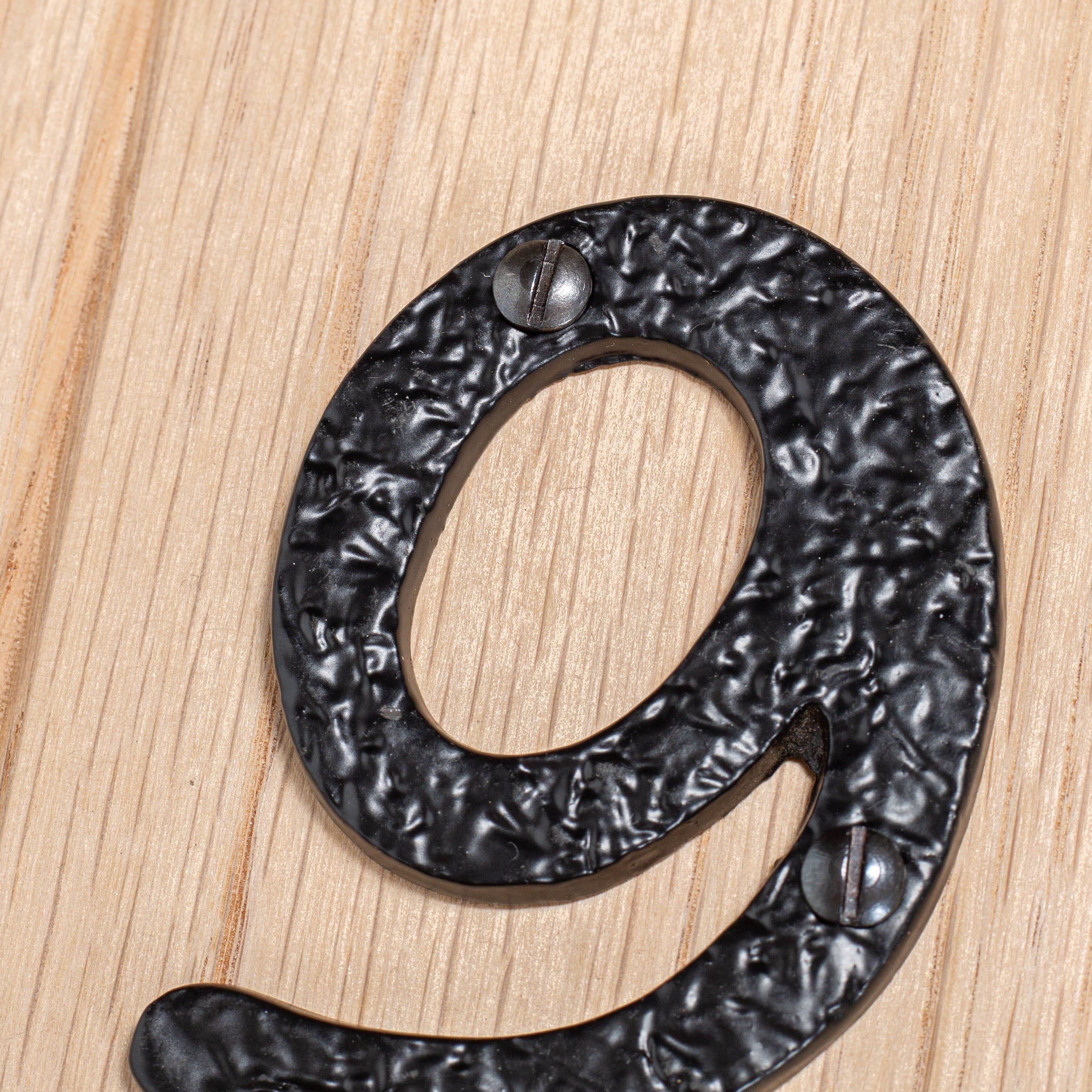 80mm Black Rustic Iron House Number 9