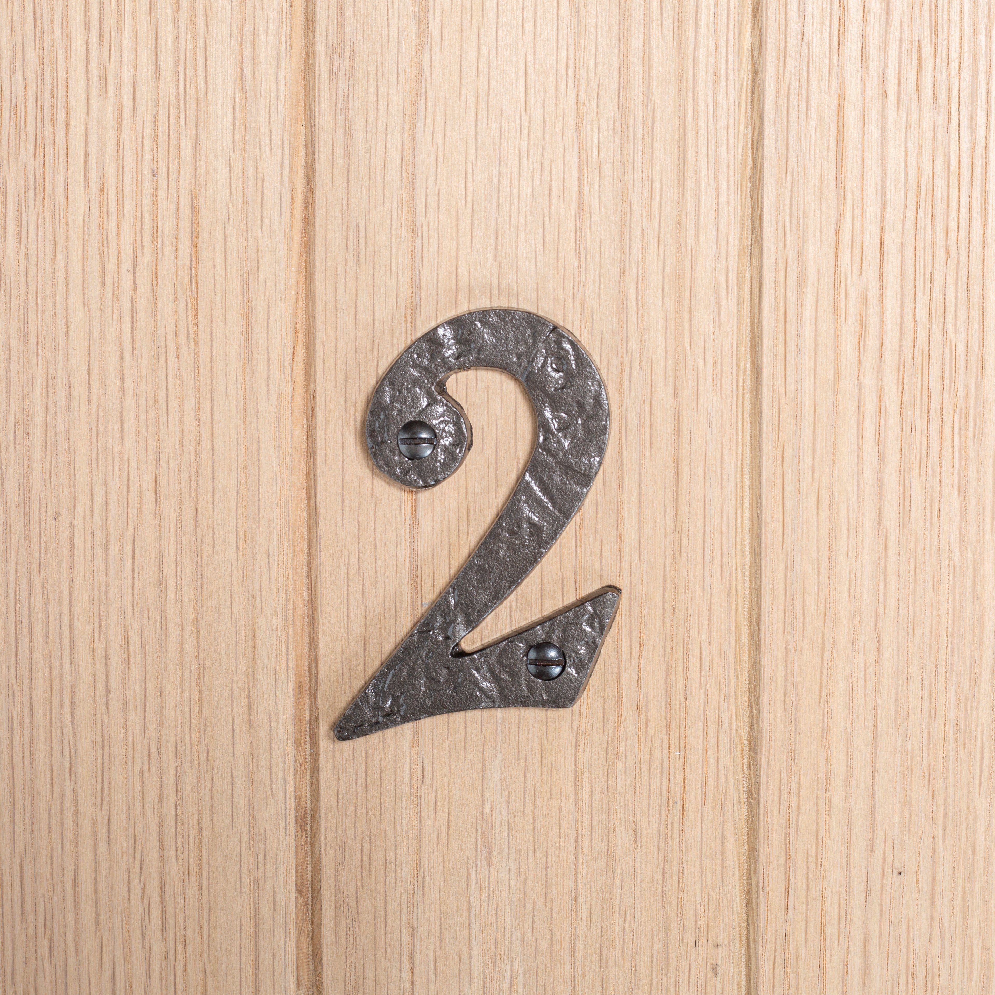 80mm Black Rustic Iron House Number 2