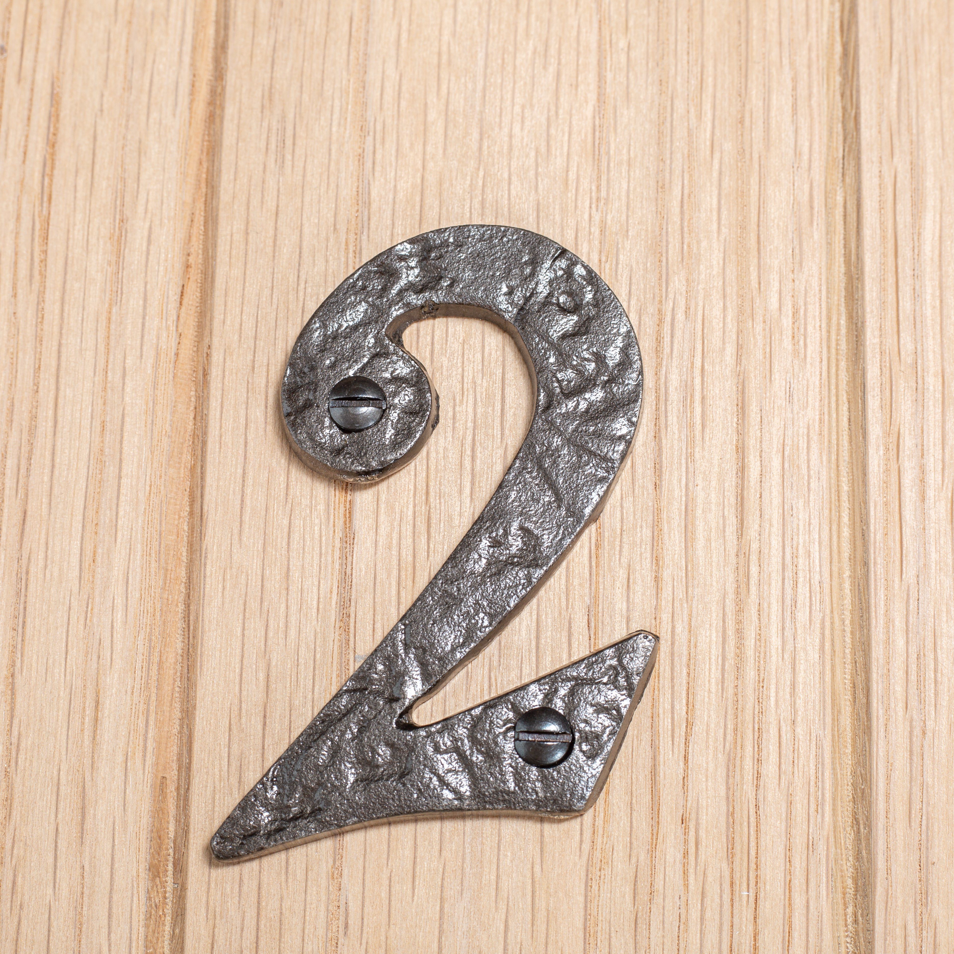 80mm Black Rustic Iron House Number 2