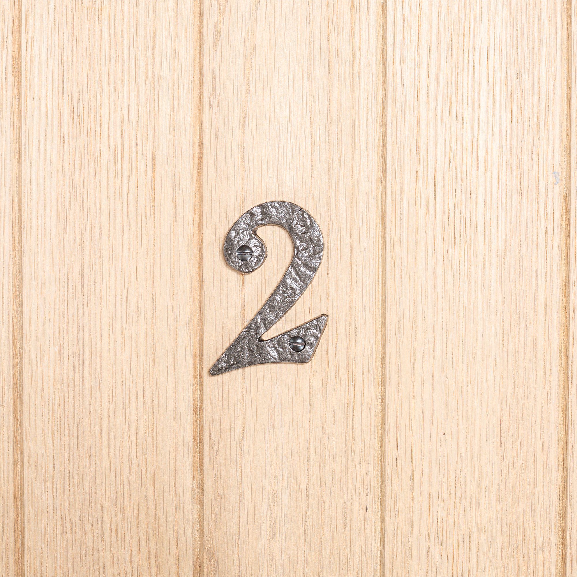 80mm Black Rustic Iron House Number 2