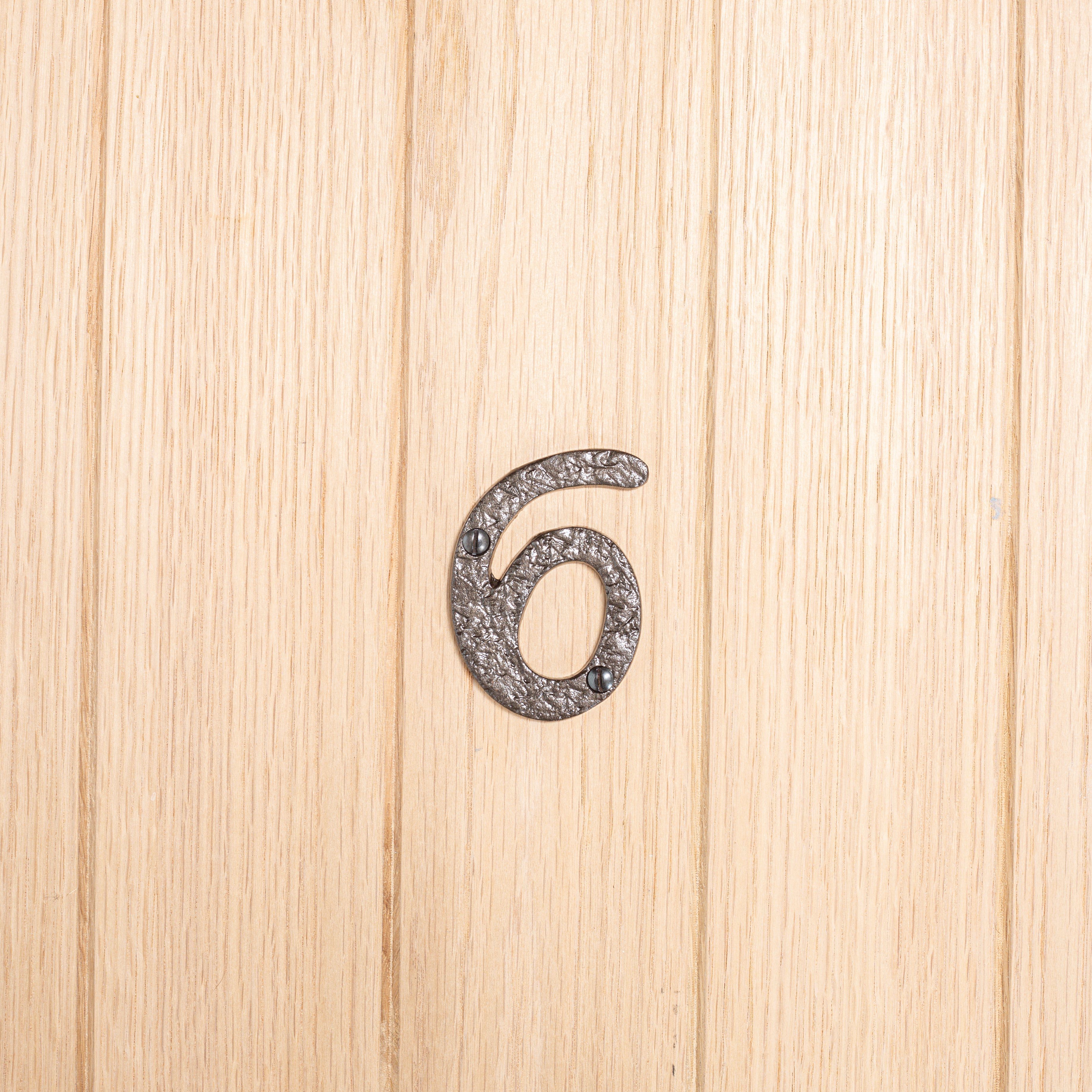 80mm Black Rustic Iron House Number 6