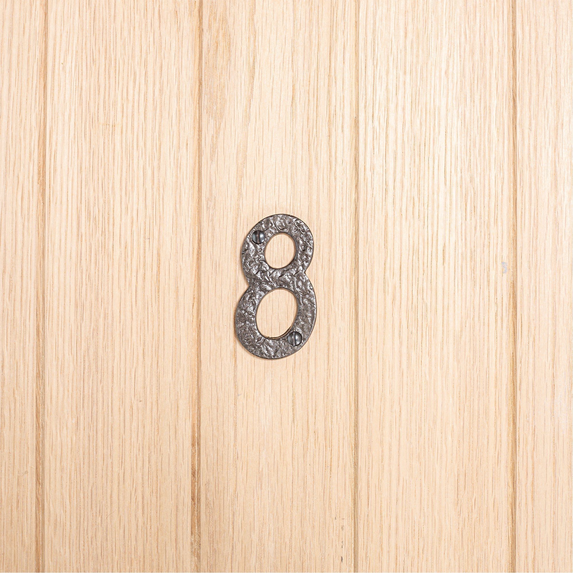 80mm Grey Rustic Iron House Number 8