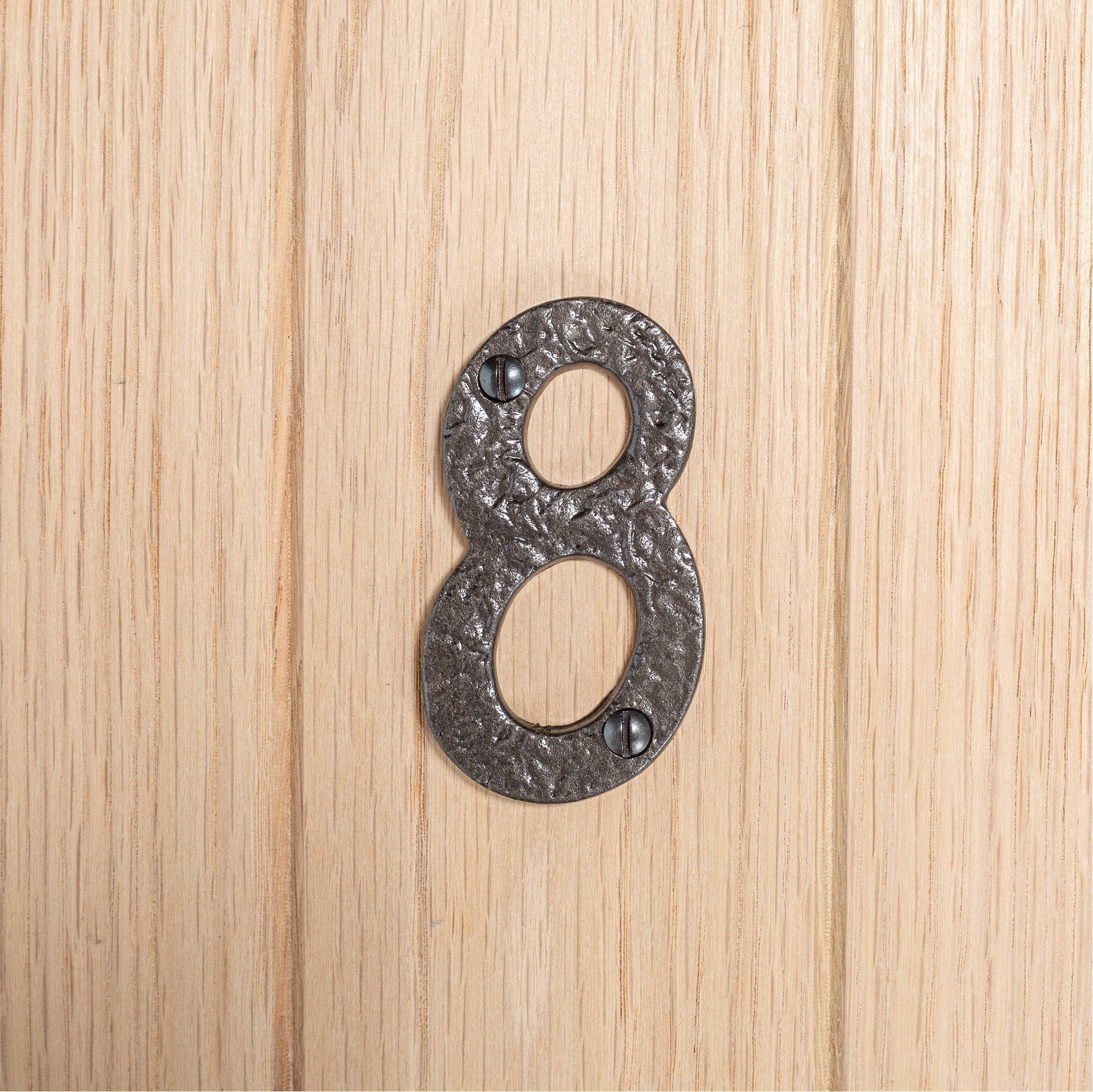 80mm Black Rustic Iron House Number 8