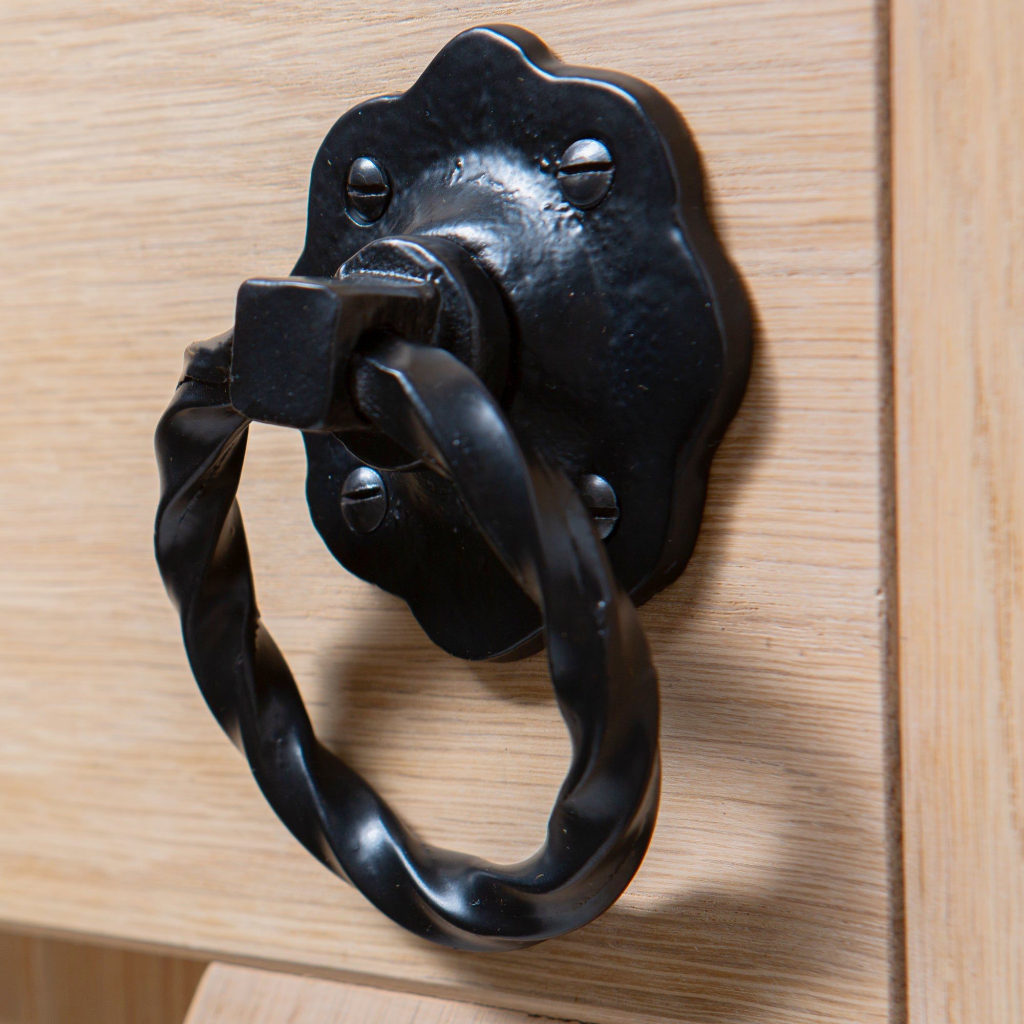 75mm Black Twisted Rose Gate Handle