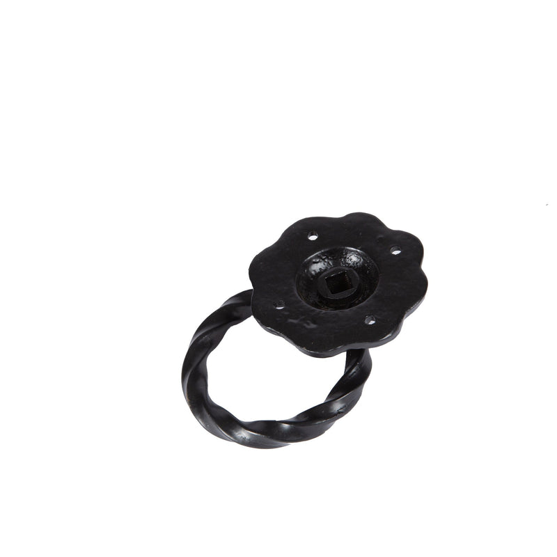 75mm Black Twisted Rose Gate Handle - By Hammer & Tongs