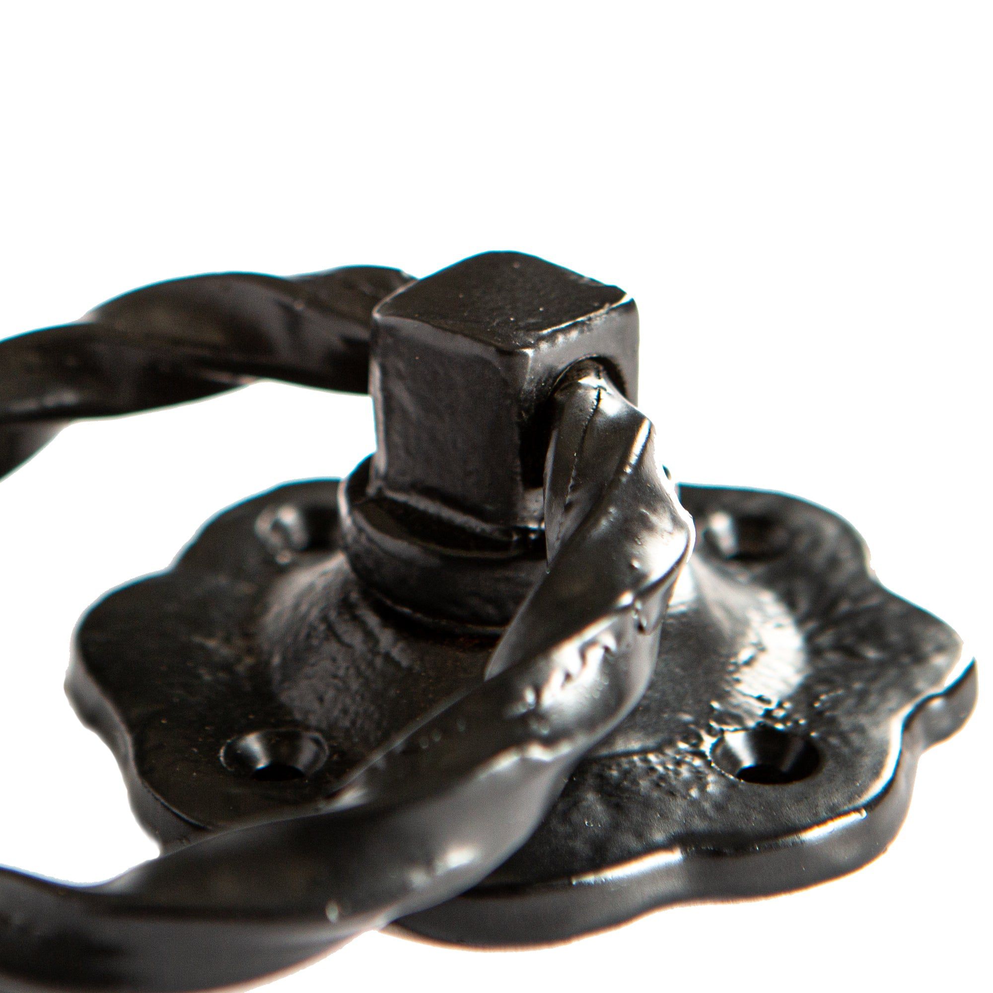 75mm Black Twisted Rose Gate Handle