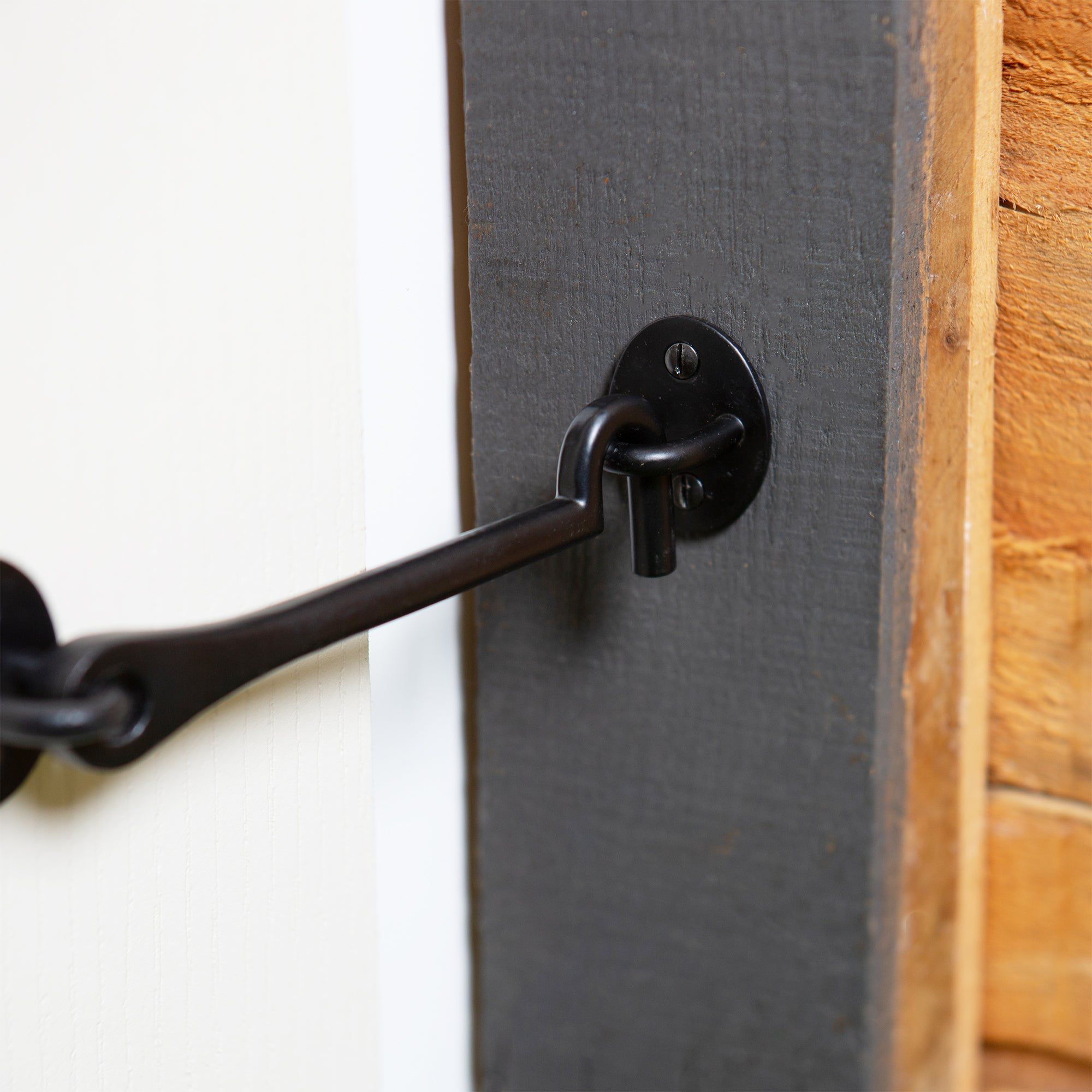 225mm Black Rustic Cabin Hook and Eye