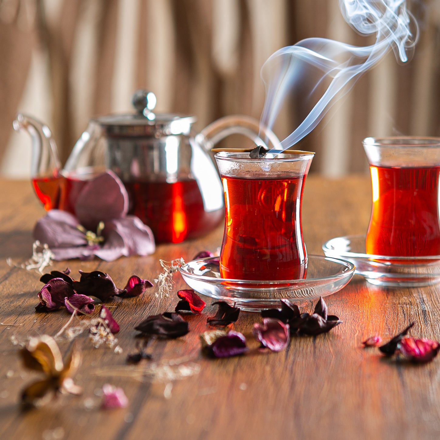 10cm Klasik Embossed Glass Turkish Tea Cup Saucers - Pack of Six