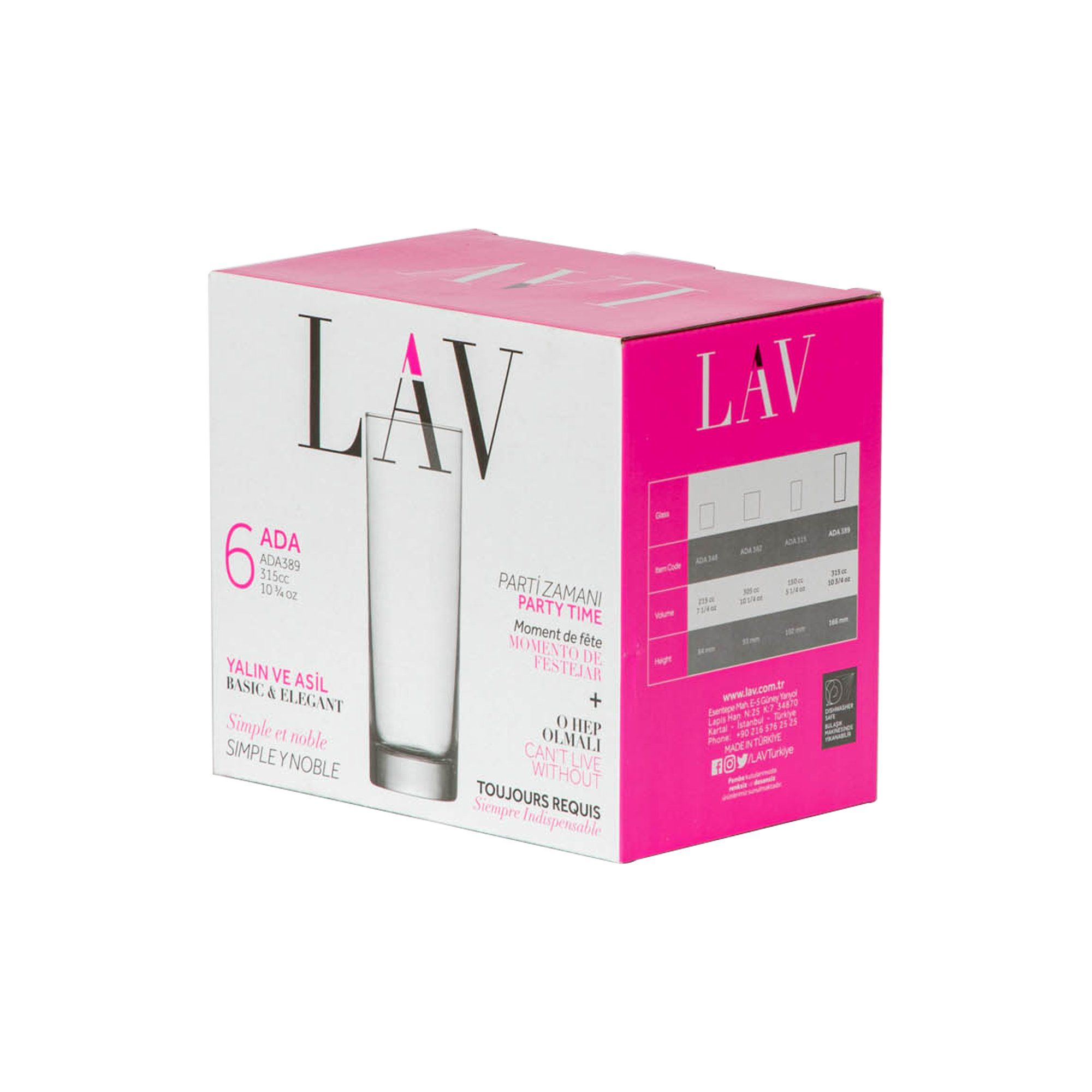 315ml Ada Highball Glasses - Pack of Six