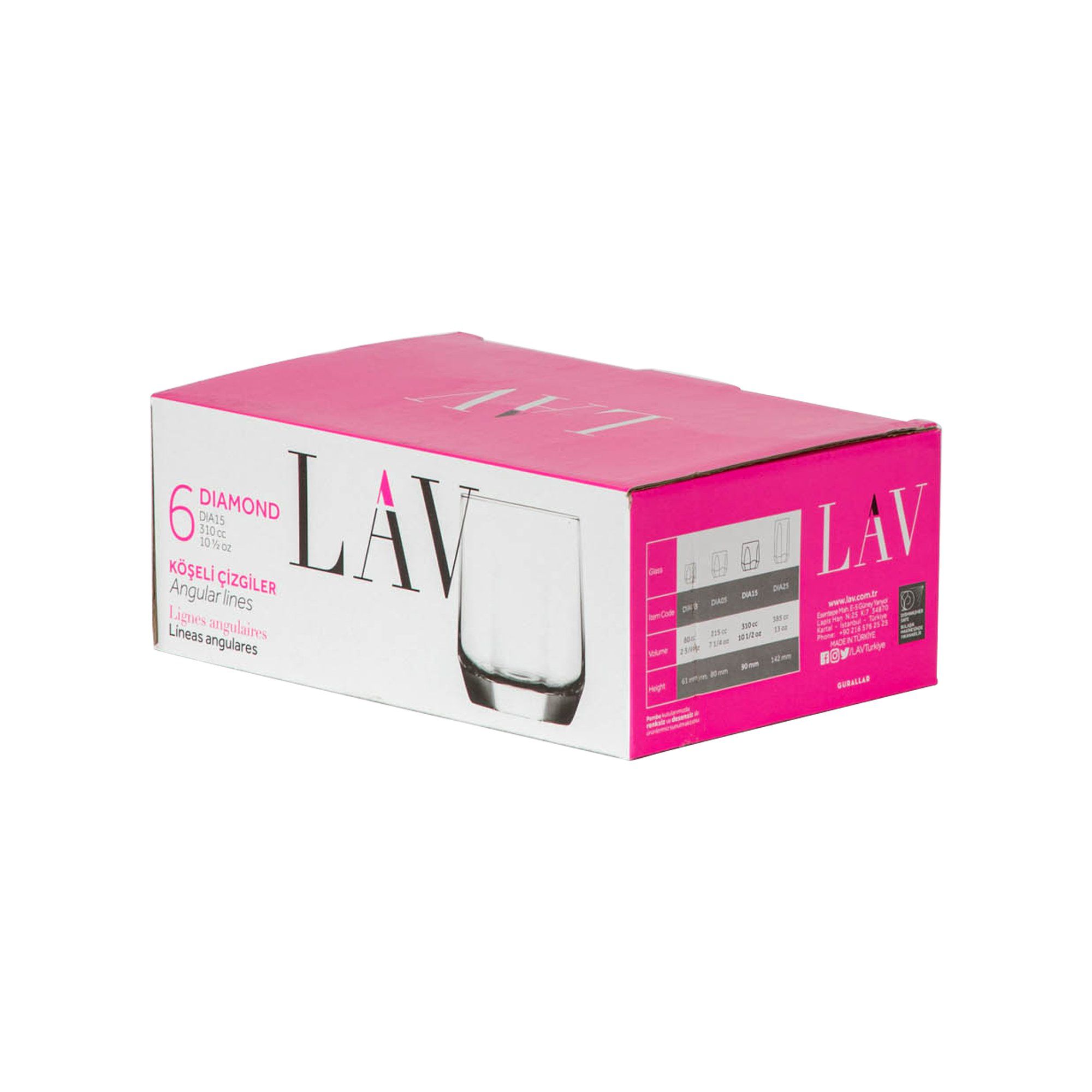 310ml Diamond Whisky Glasses - Pack of Six