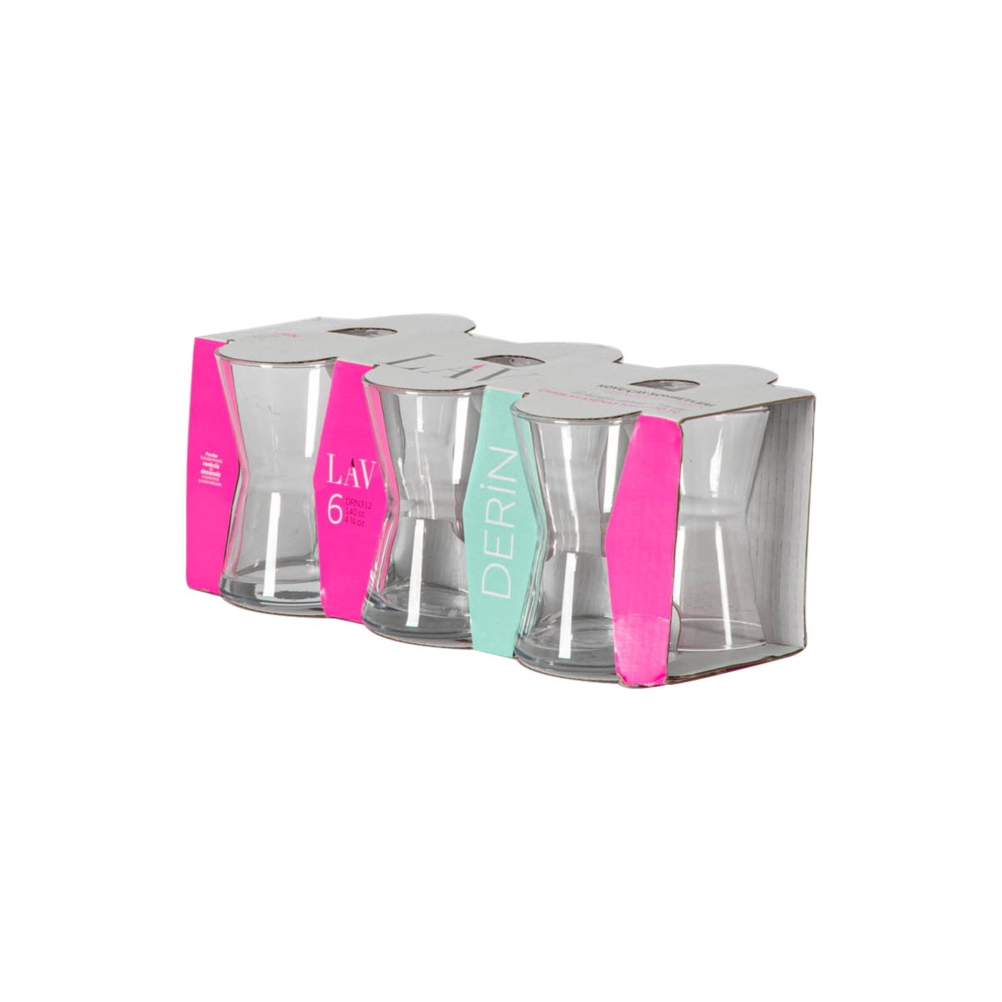 140ml Derin Glass Turkish Tea Cups - Pack of Six