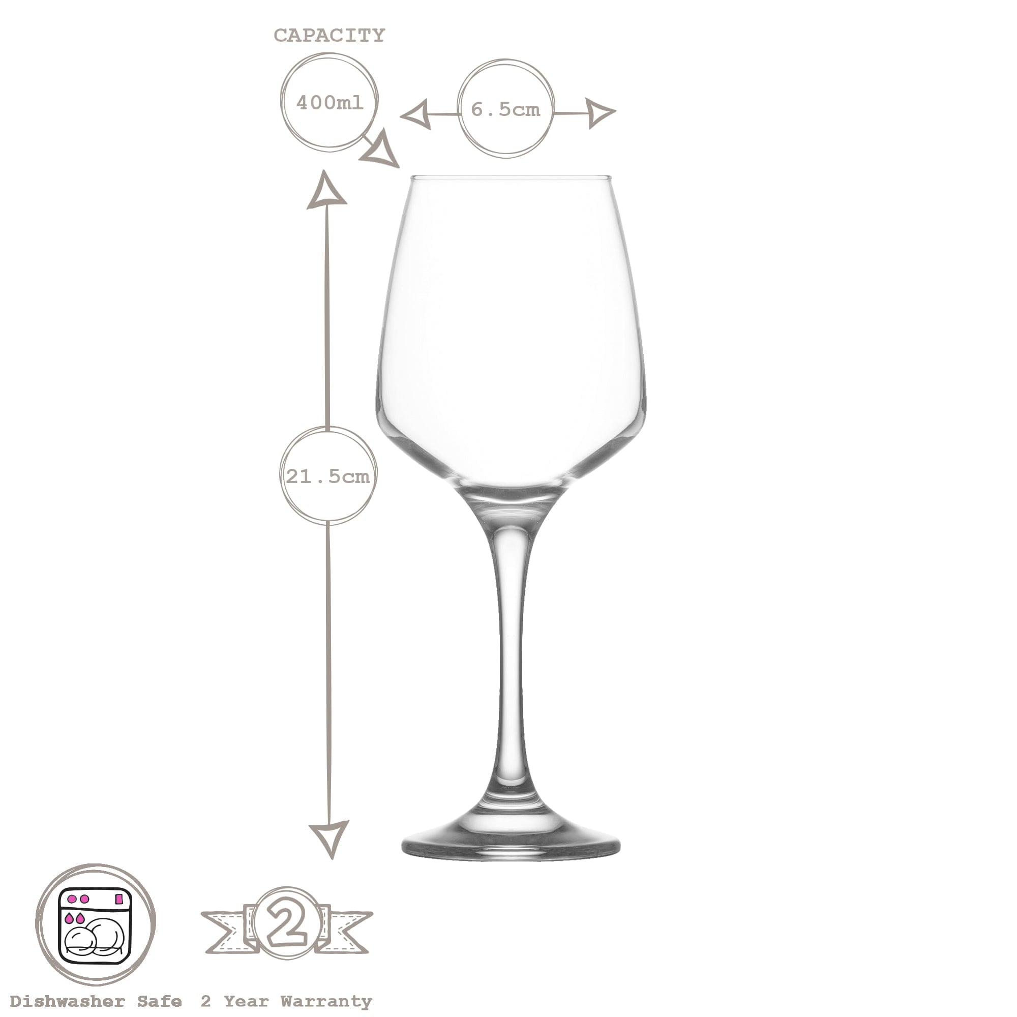 400ml Lal Wine Glasses - Pack of Six