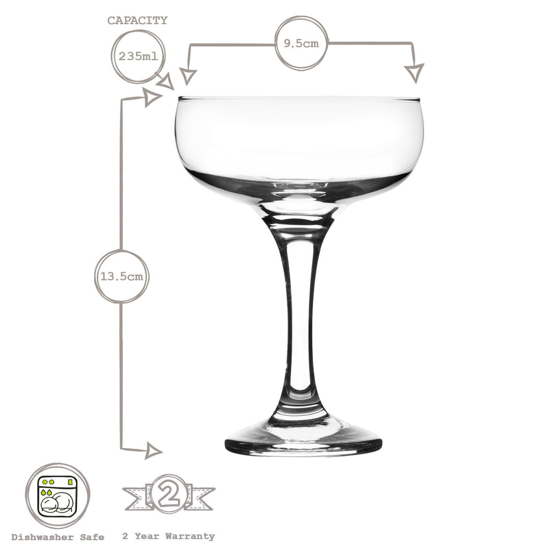 235ml Misket Champagne Cocktail Saucers - Pack of Six  - By LAV