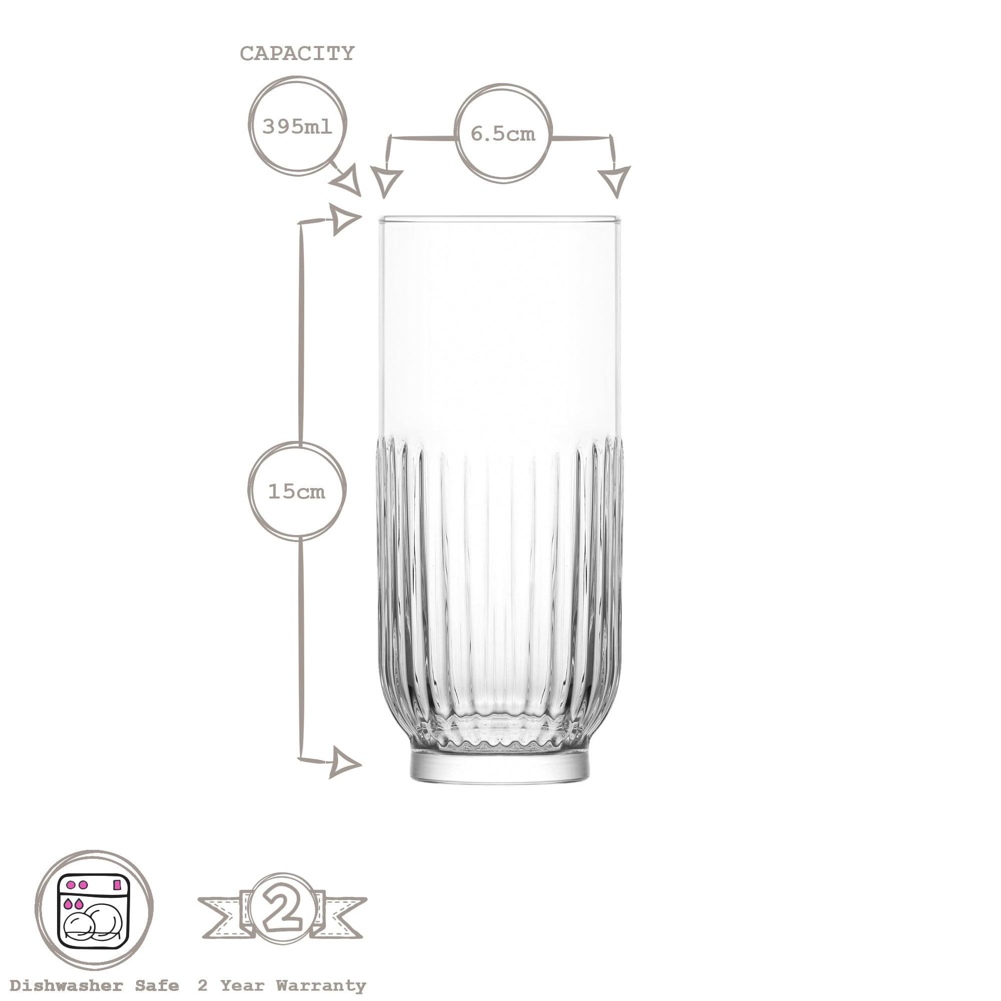 395ml Tokyo Highball Glasses - Pack of Six