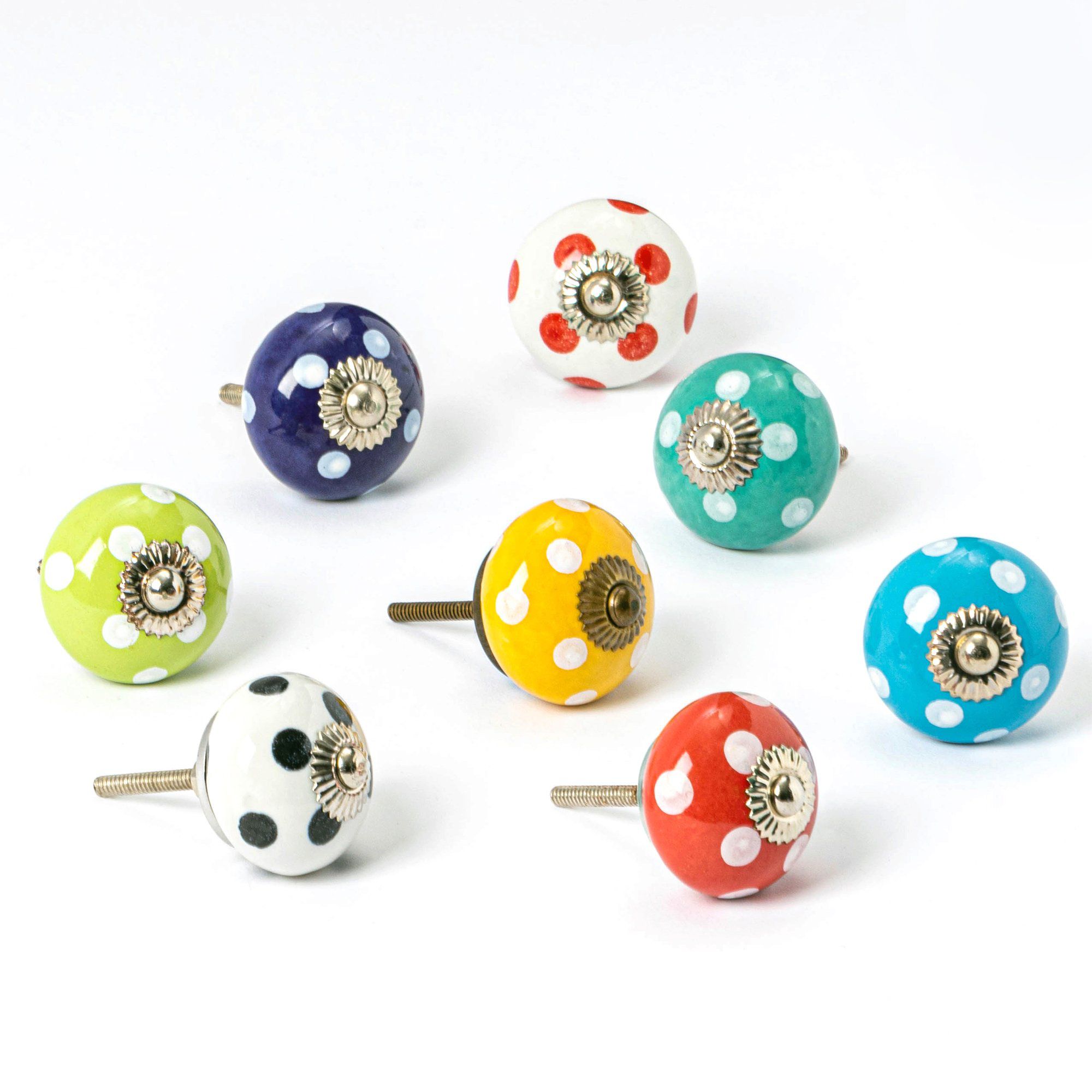 Nicola Spring Round Ceramic Cabinet Knobs - Spot - 9 Colours