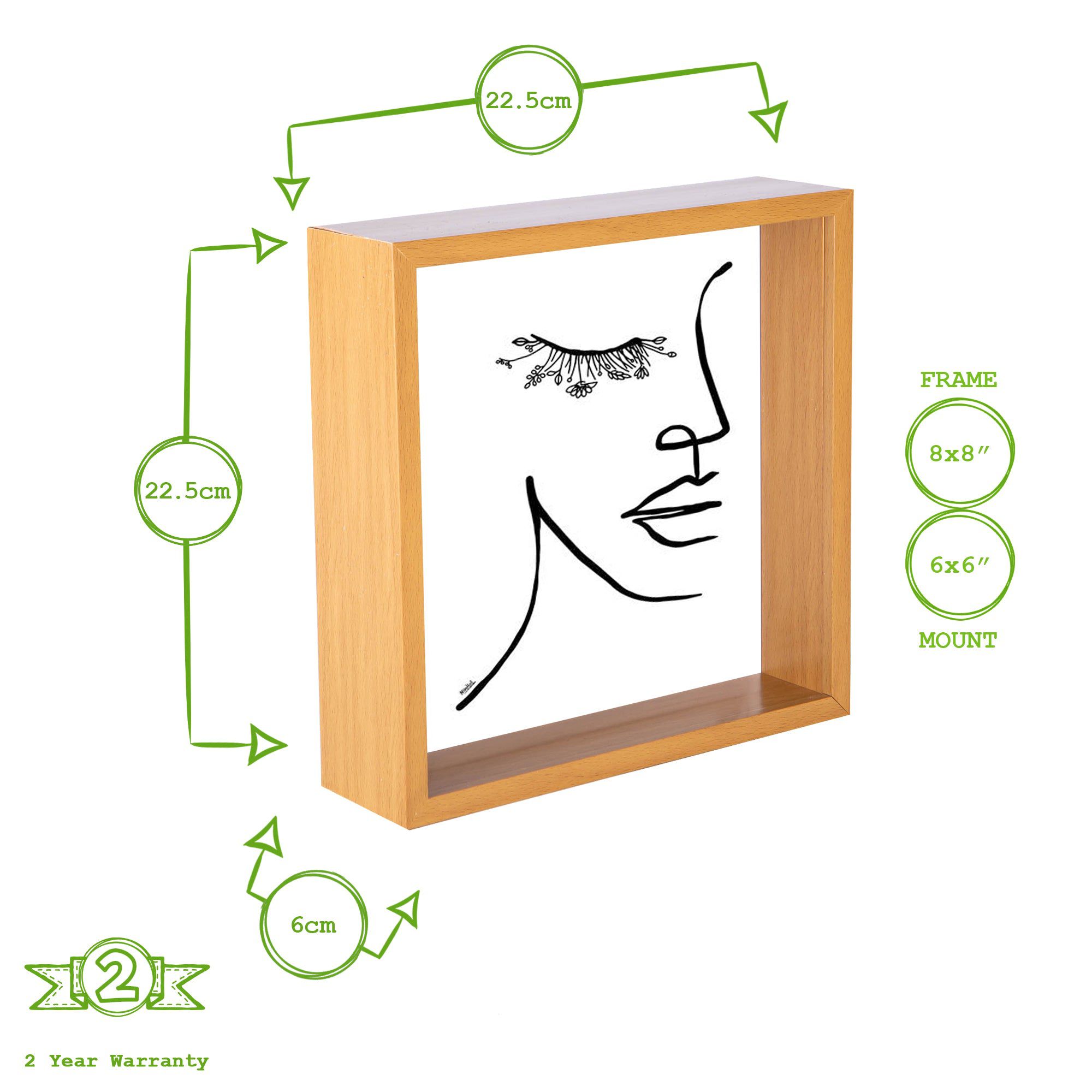 8" x 8" 3D Deep Box Photo Frame with 6" x 6" Mount