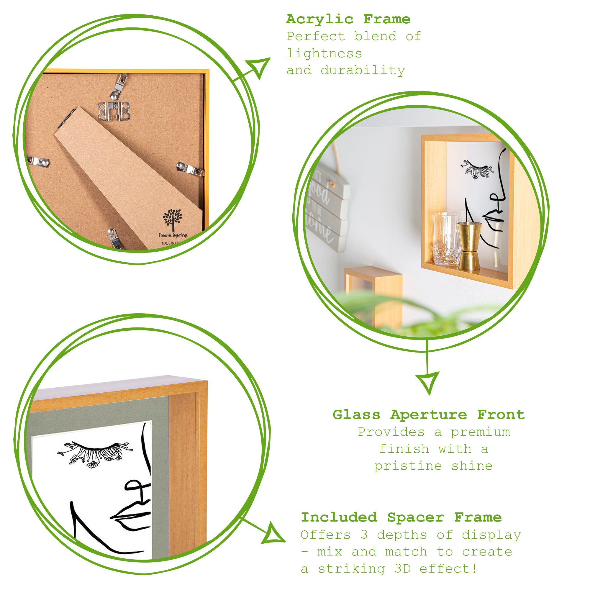 8" x 8" 3D Deep Box Photo Frame with 6" x 6" Mount