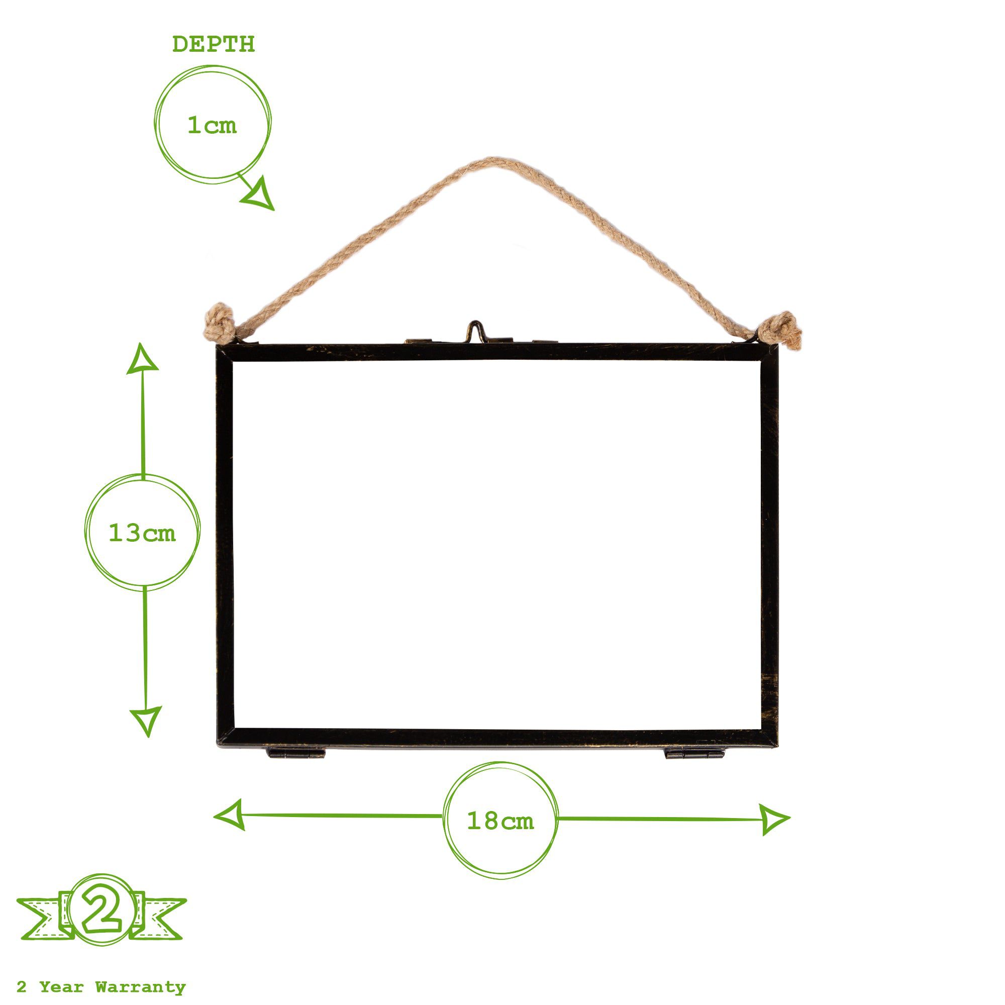 7" x 5" Black Hanging Metal Photo Frame