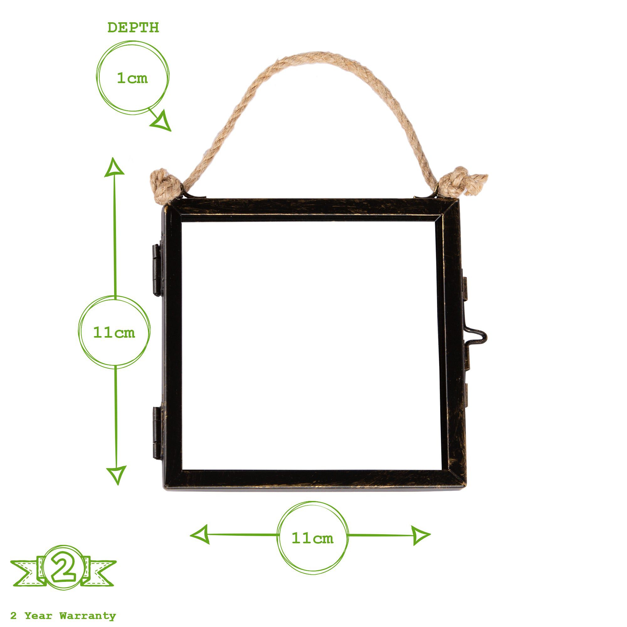 4" x 4" Black Hanging Metal Photo Frame