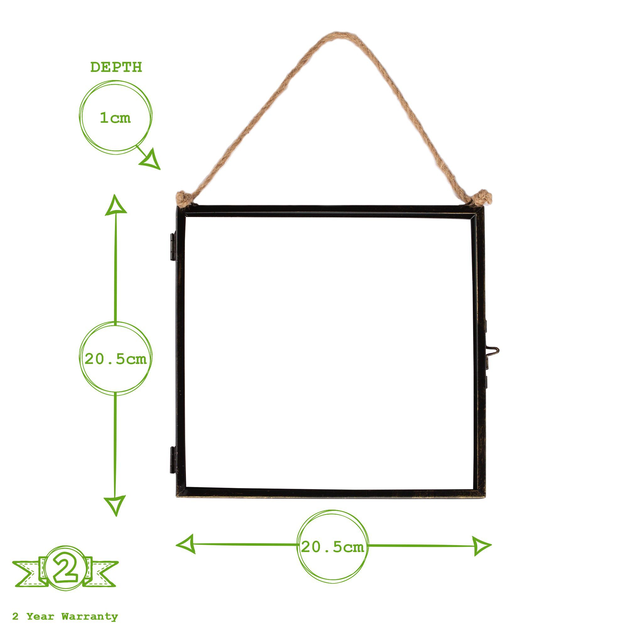 8" x 8" Black Hanging Metal Photo Frame