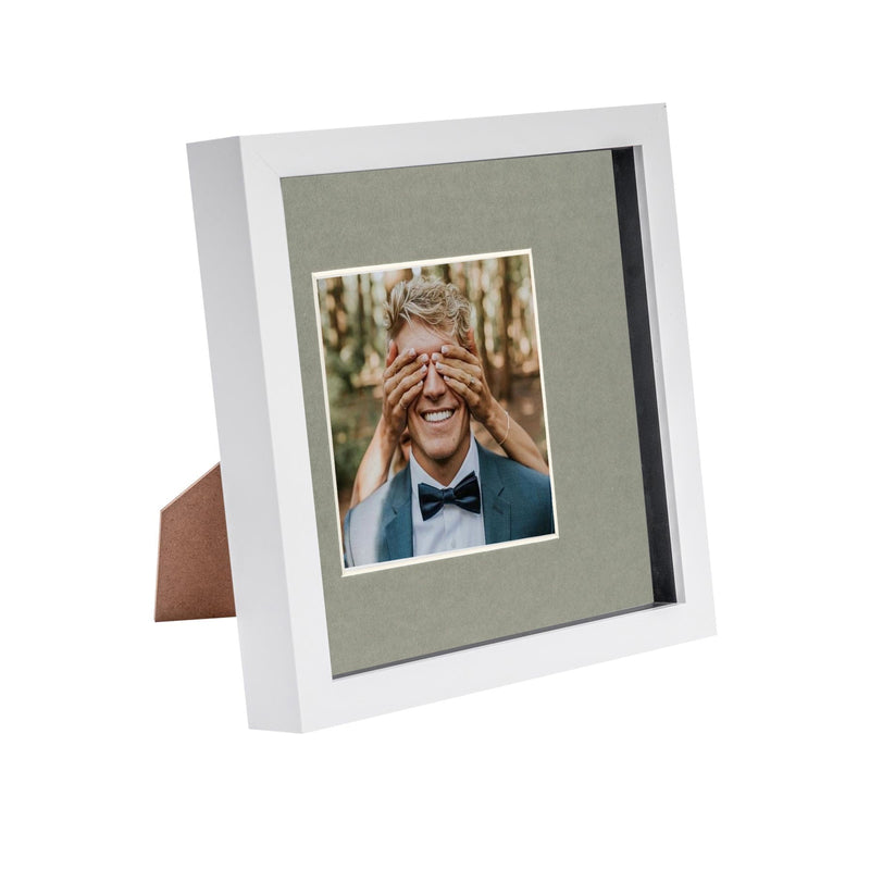 8" x 8" White 3D Box Photo Frame - with 4" x 4" Mount - By Nicola Spring