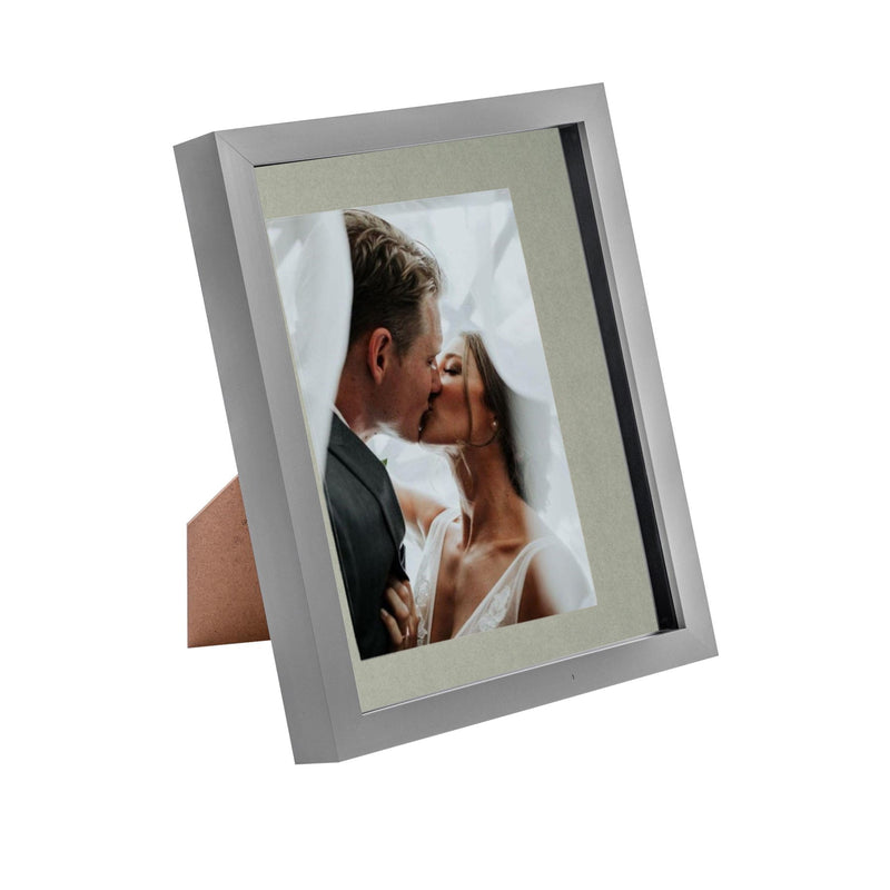 8" x 10" Grey 3D Box Photo Frame - with 5" x 7" Mount - By Nicola Spring