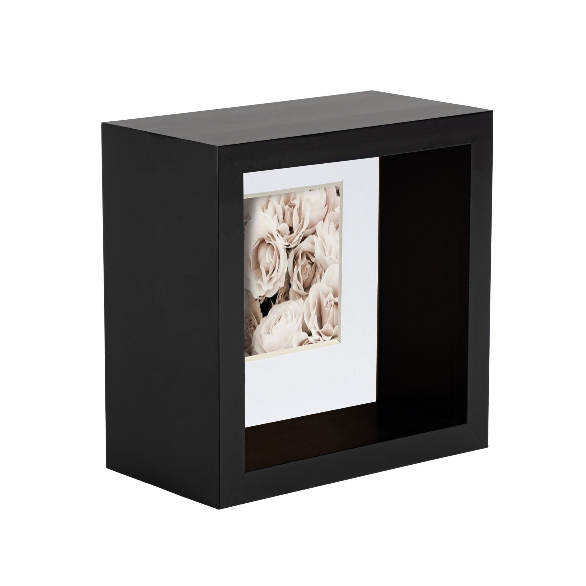 4" x 4" 3D Deep Box Black Photo Frame with 2" x 2" Mount