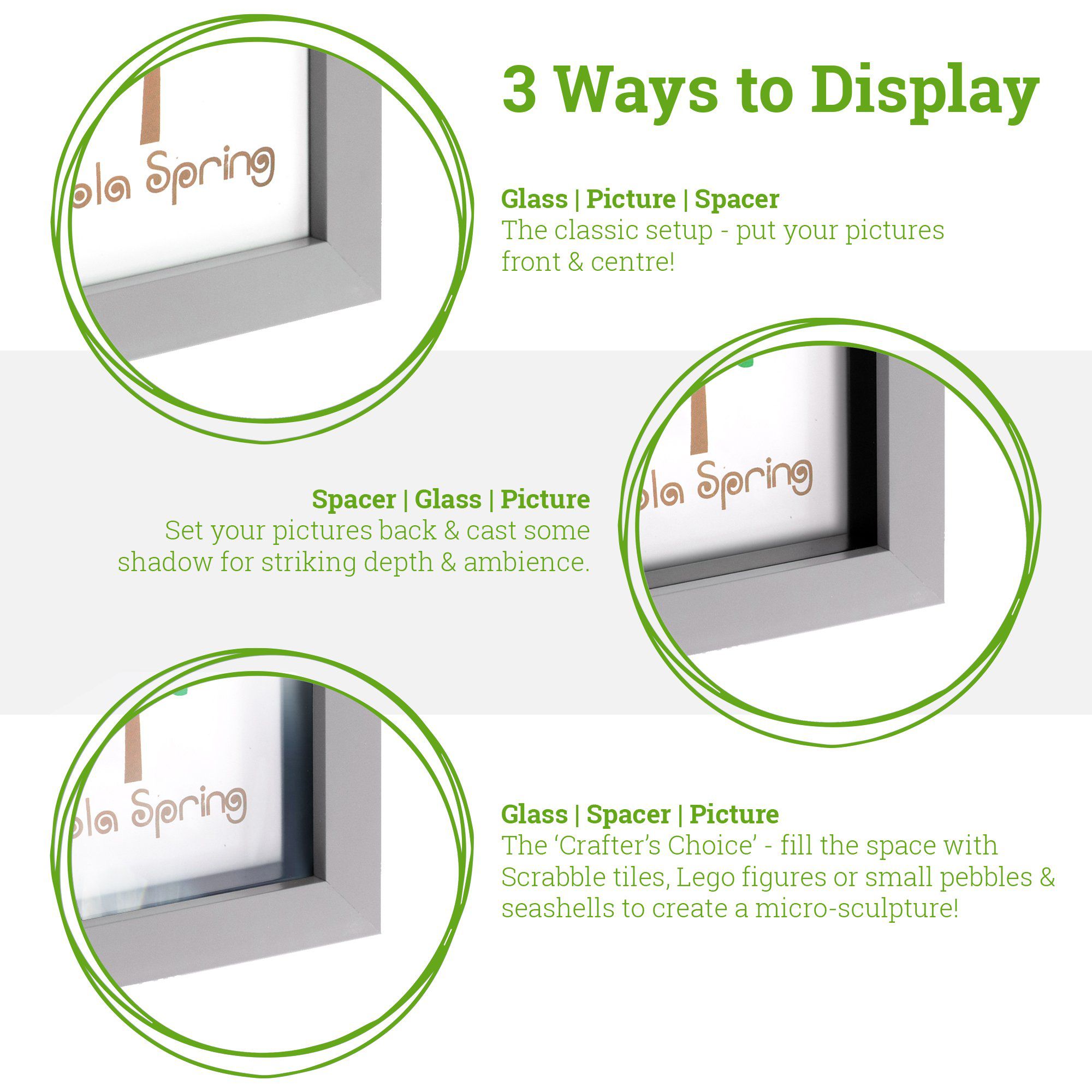6" x 6" 3D Deep Box White Photo Frame with 4" x 4" Mount