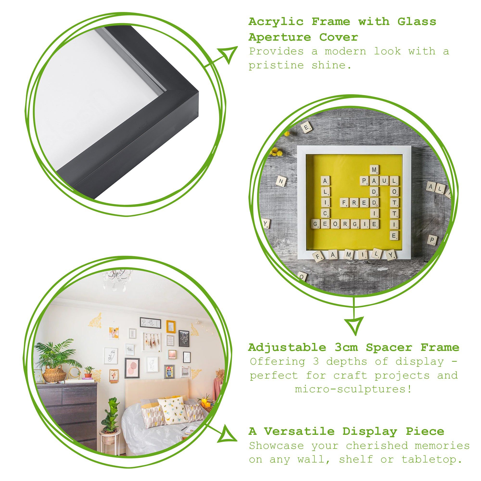 6" x 6" 3D Deep Box White Photo Frame with 4" x 4" Mount