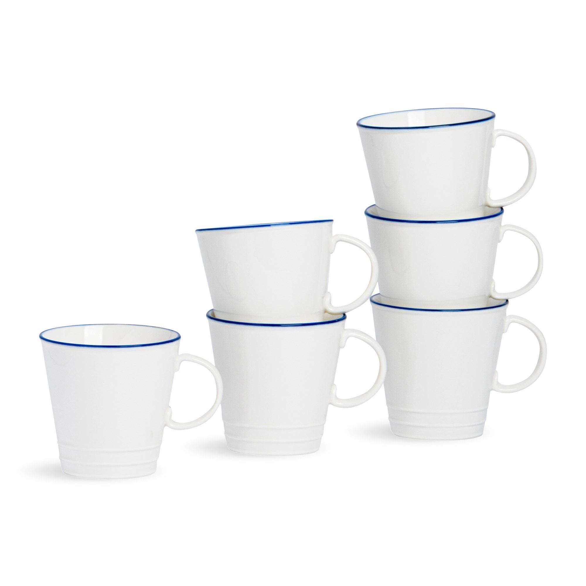 Nicola Spring Farmhouse White Coffee Mugs - 350ml - Pack of 6