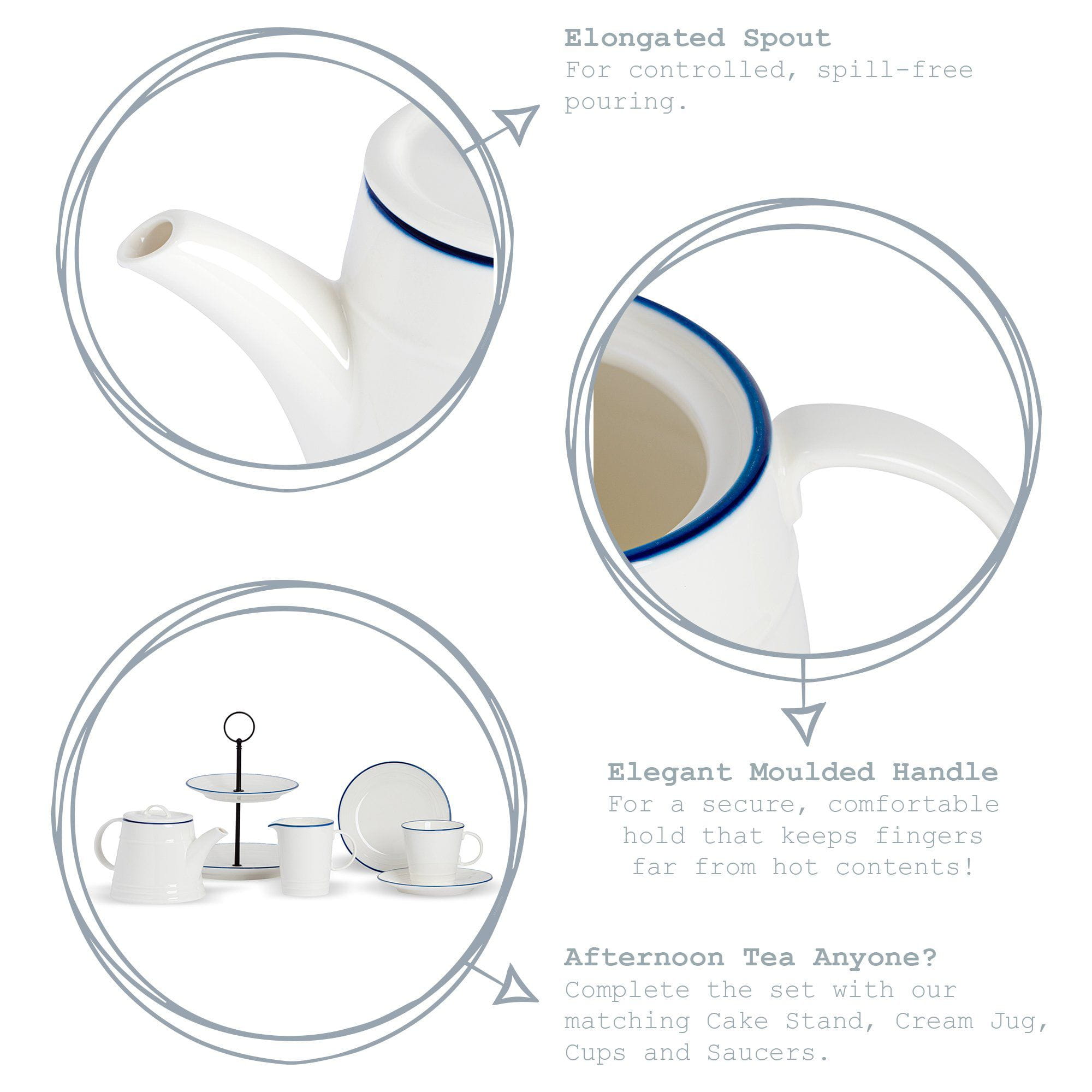 900ml Rustic White Porcelain Teapot