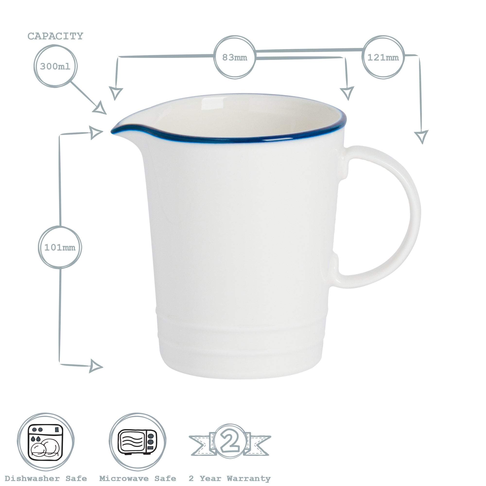 300ml Farmhouse White Porcelain Jug