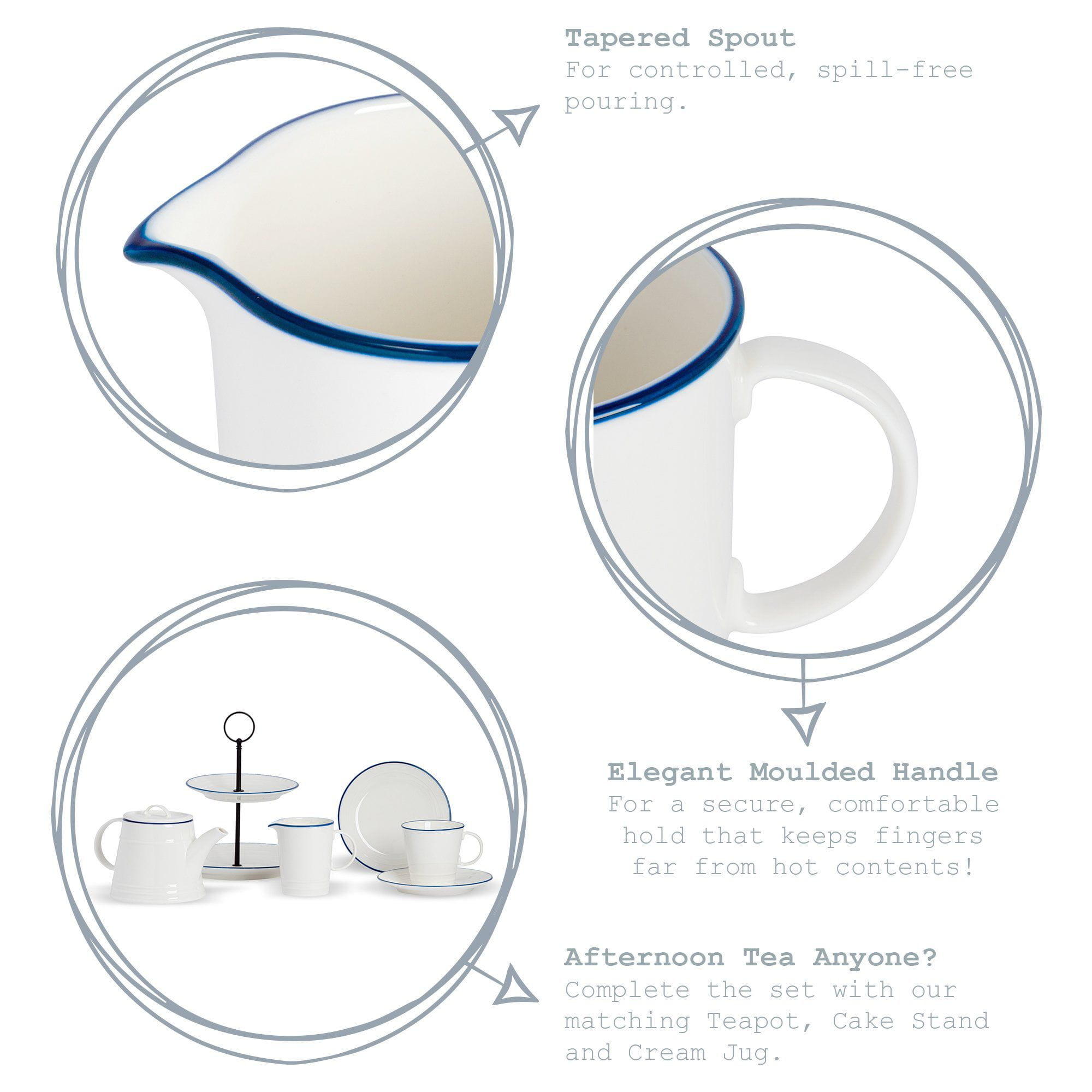 300ml Farmhouse White Porcelain Jug