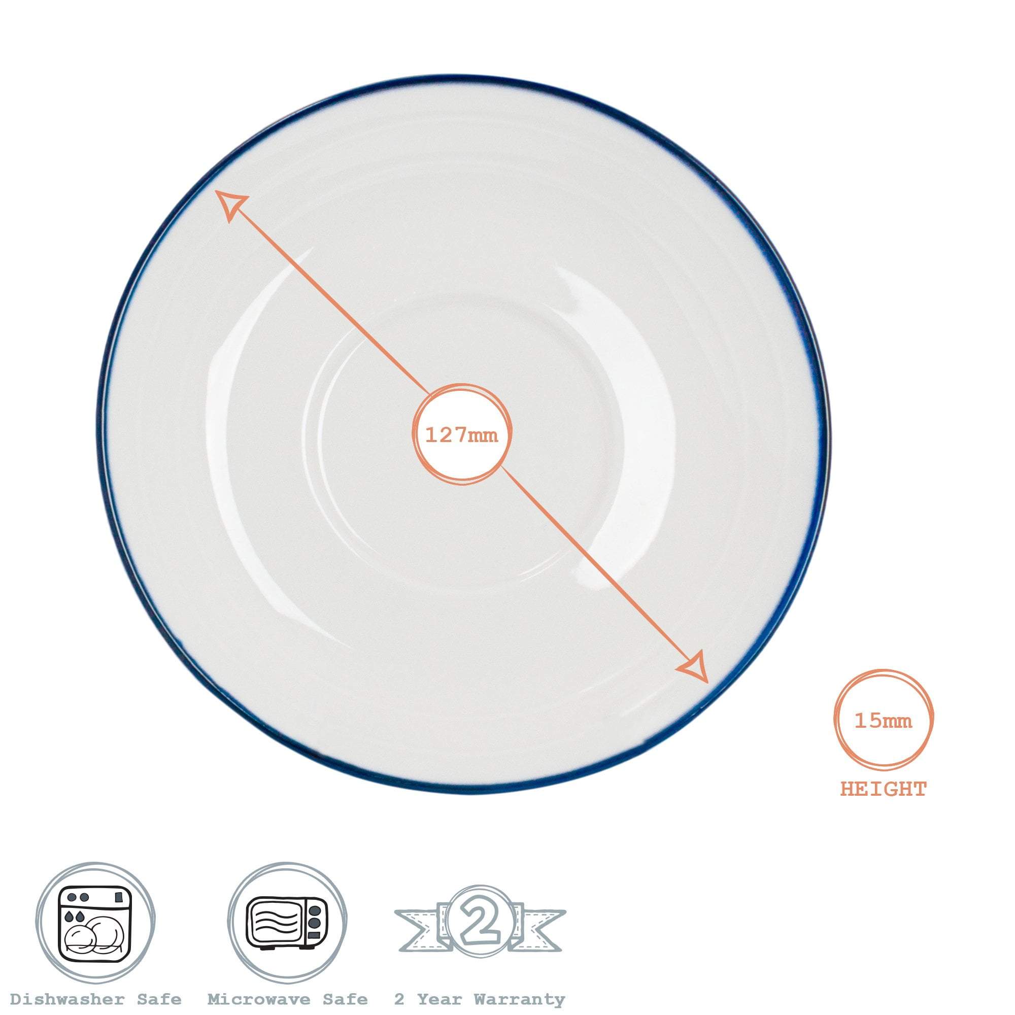 16cm Farmhouse White Porcelain Teacup Saucers - Pack of Six
