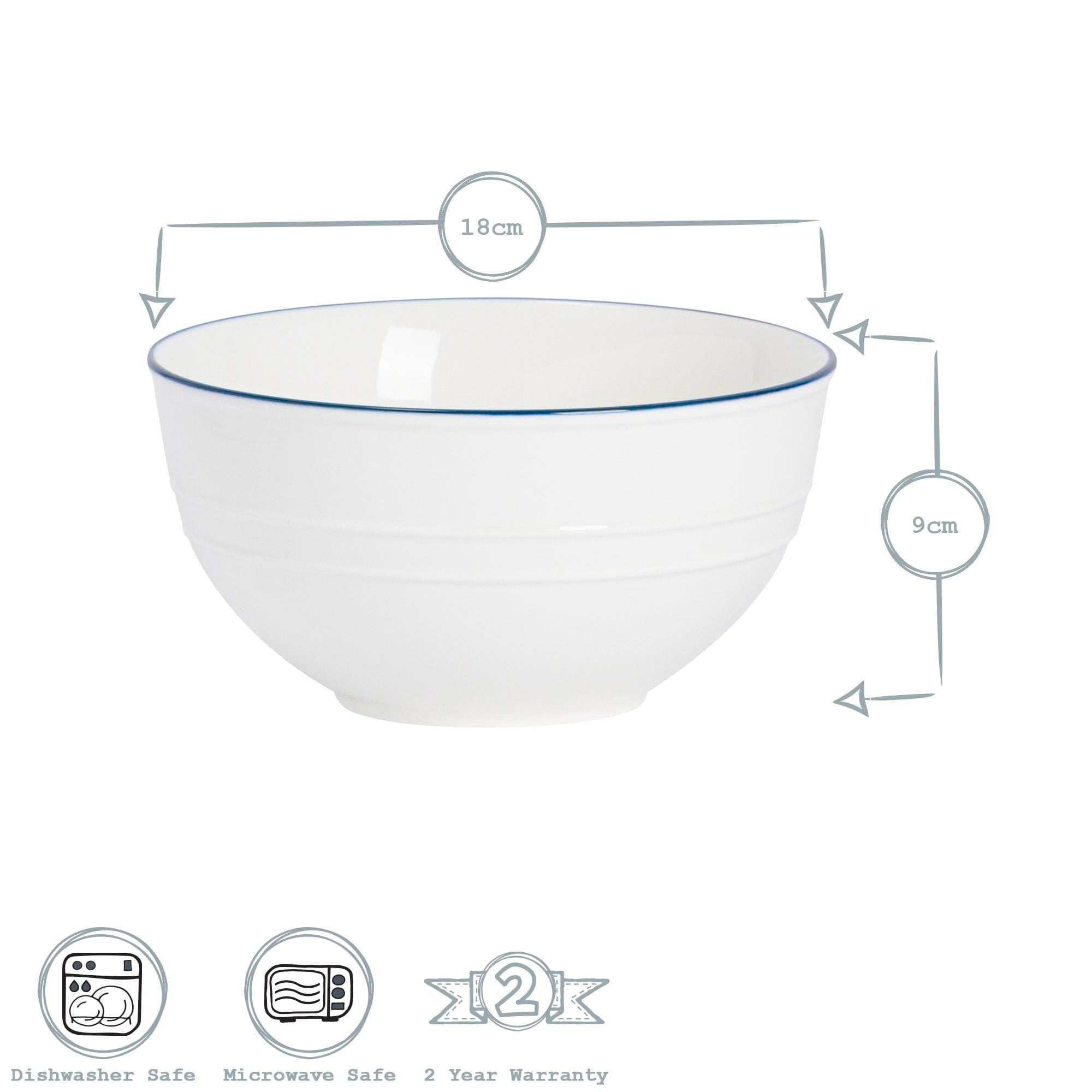18cm Farmhouse White Porcelain Serving Bowl