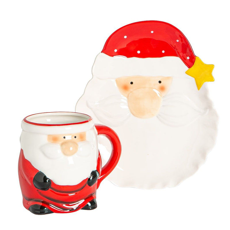 Nicola Spring 4 Piece Christmas Plates & Mugs Set - Santa