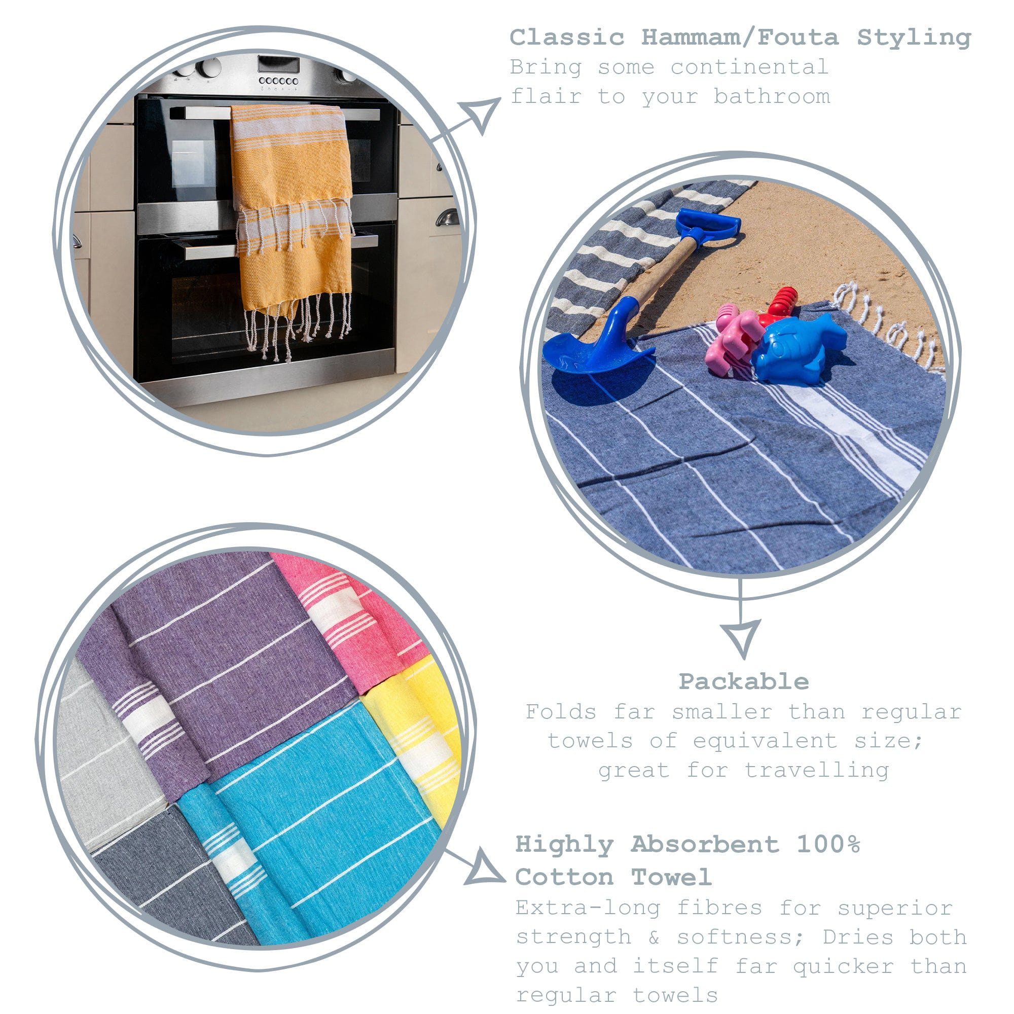 100cm x 60cm Turkish Cotton Hand Towel