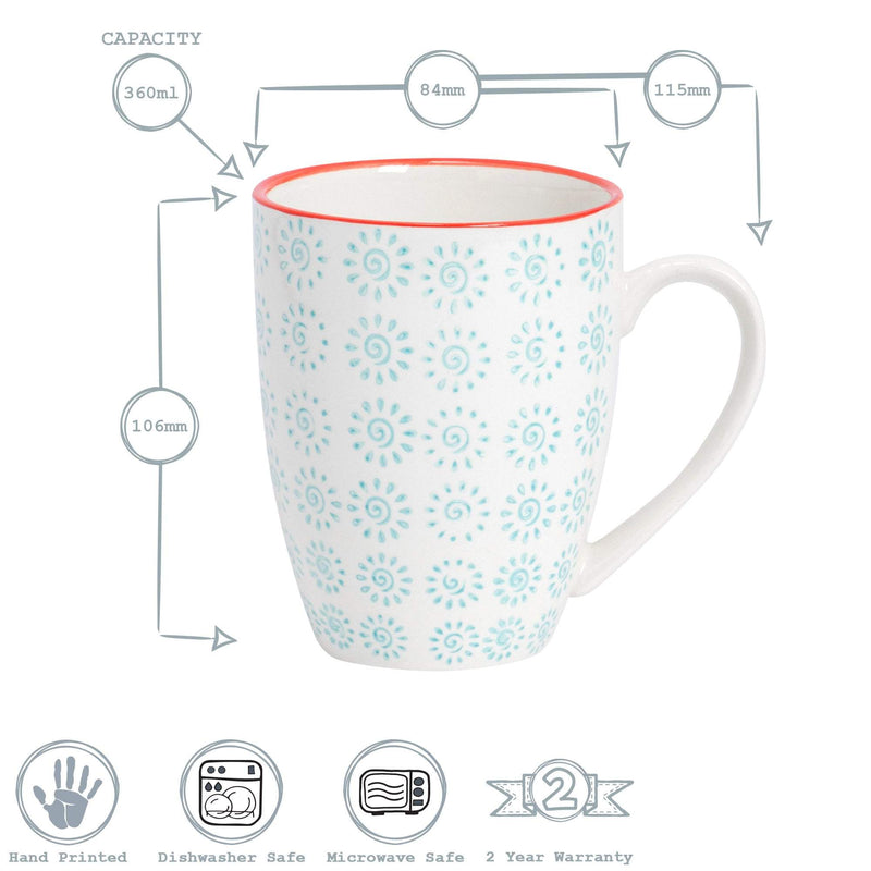 360ml Hand Printed Stoneware Coffee Mug - By Nicola Spring