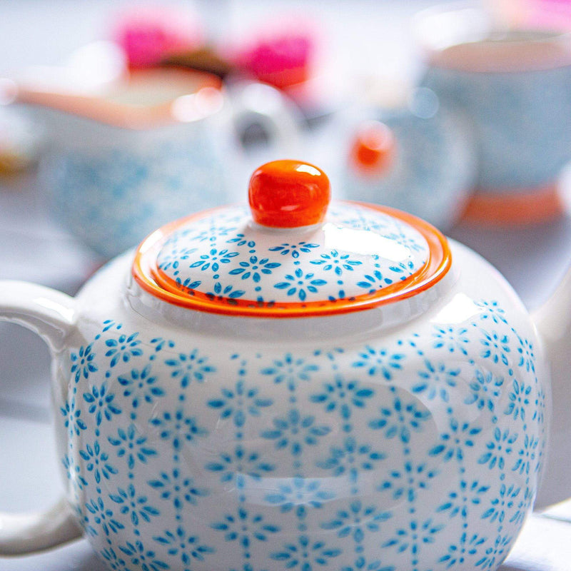 820ml Hand Printed Stoneware Teapot - By Nicola Spring