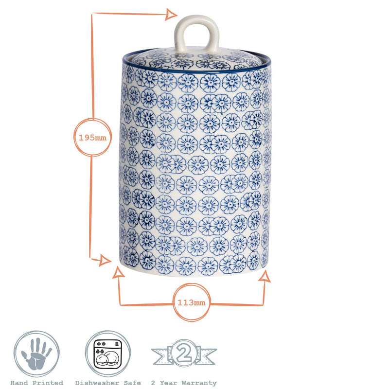 Hand Printed Stoneware Kitchen Canister - By Nicola Spring