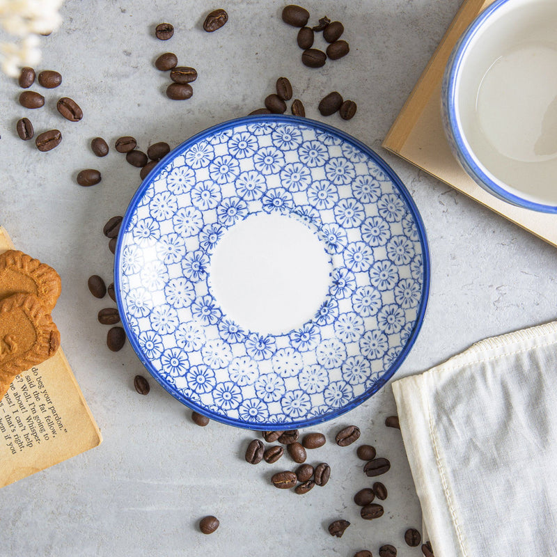 14.5cm Hand Printed Stoneware Cappuccino Saucer - By Nicola Spring