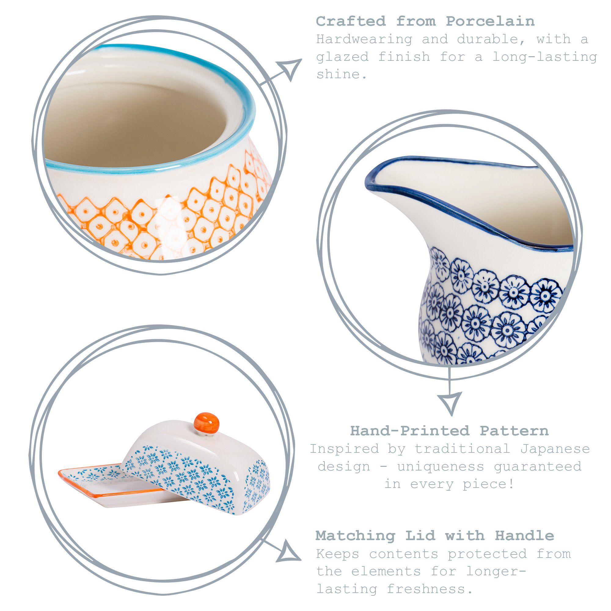 Hand Printed Stoneware Sugar Bowl