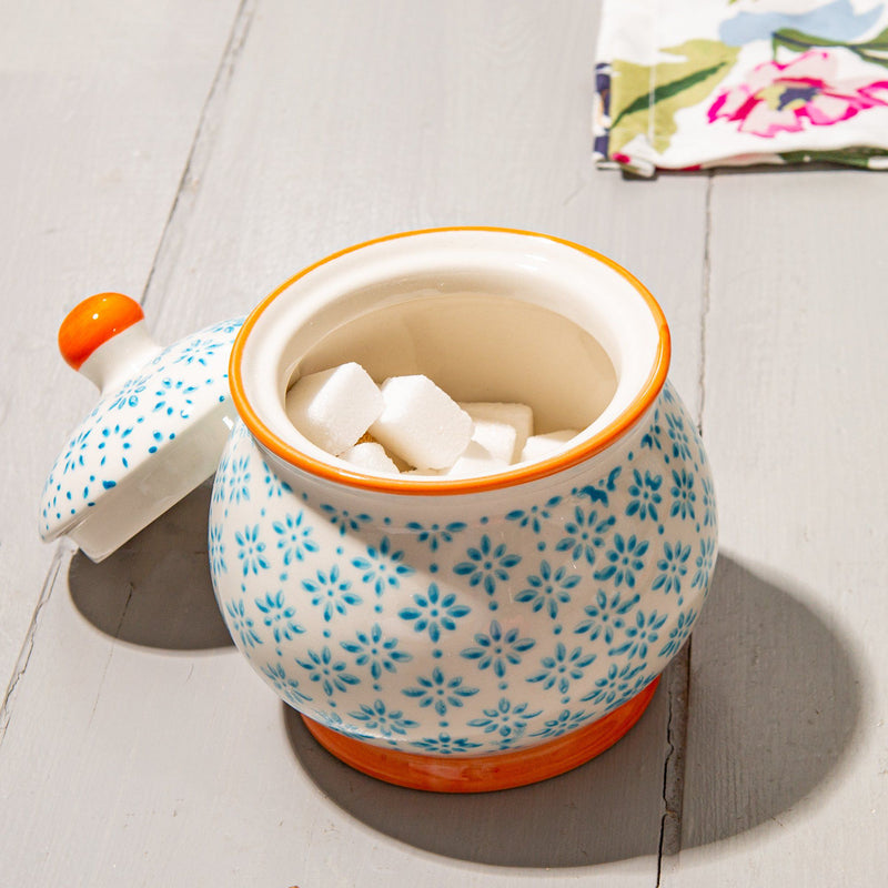 Hand Printed Stoneware Sugar Bowl - By Nicola Spring