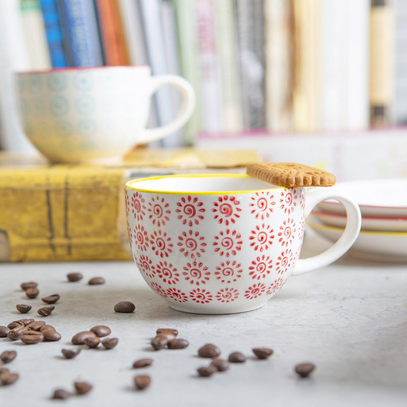 250ml Hand Printed Stoneware Cappuccino Cup - By Nicola Spring