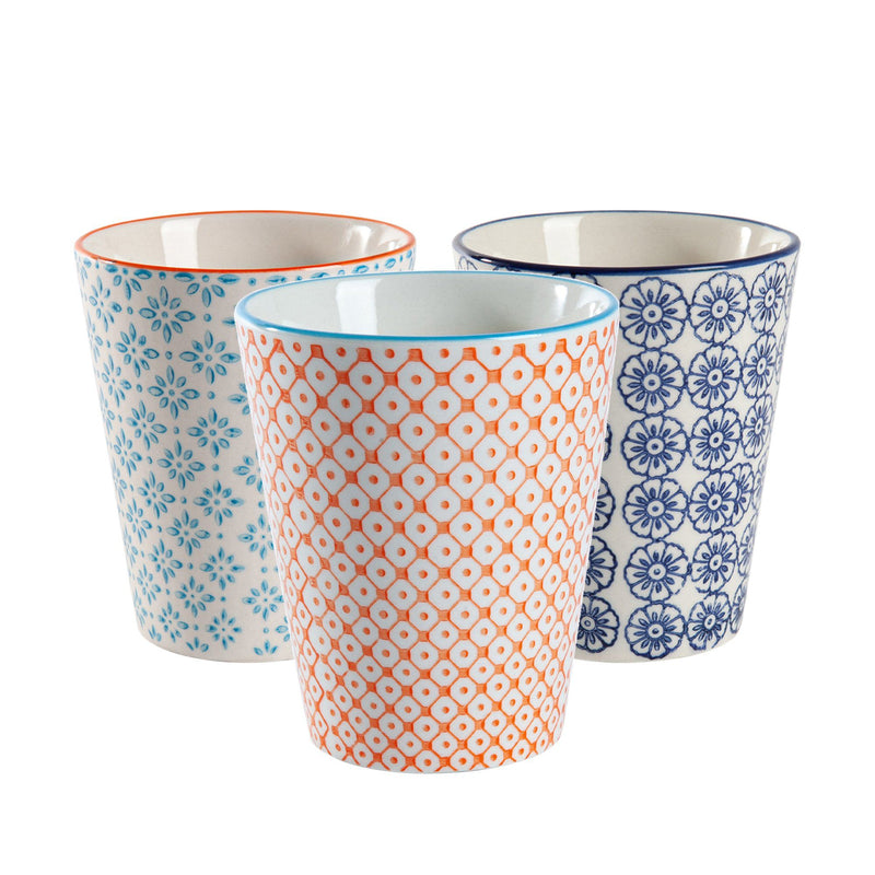 300ml Hand Printed Stoneware Tumblers - Pack of Six - By Nicola Spring