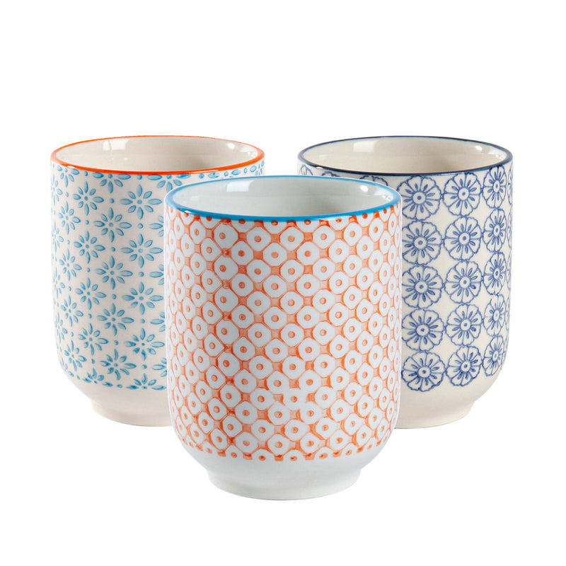 280ml Hand Printed Stoneware Tumblers - Pack of Six - By Nicola Spring